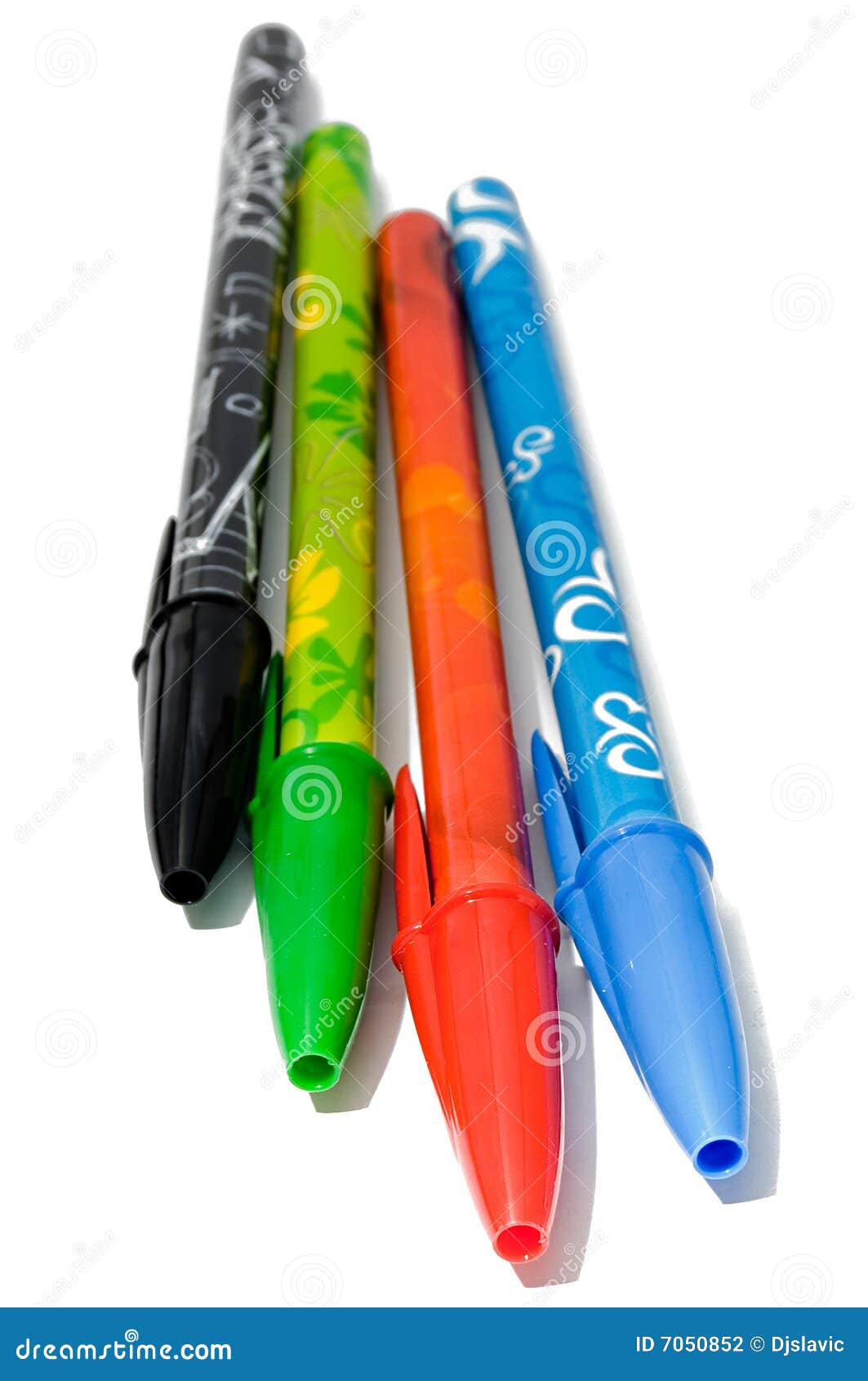 Set of four ballpoints stock photo. Image of objects, colored 7050852