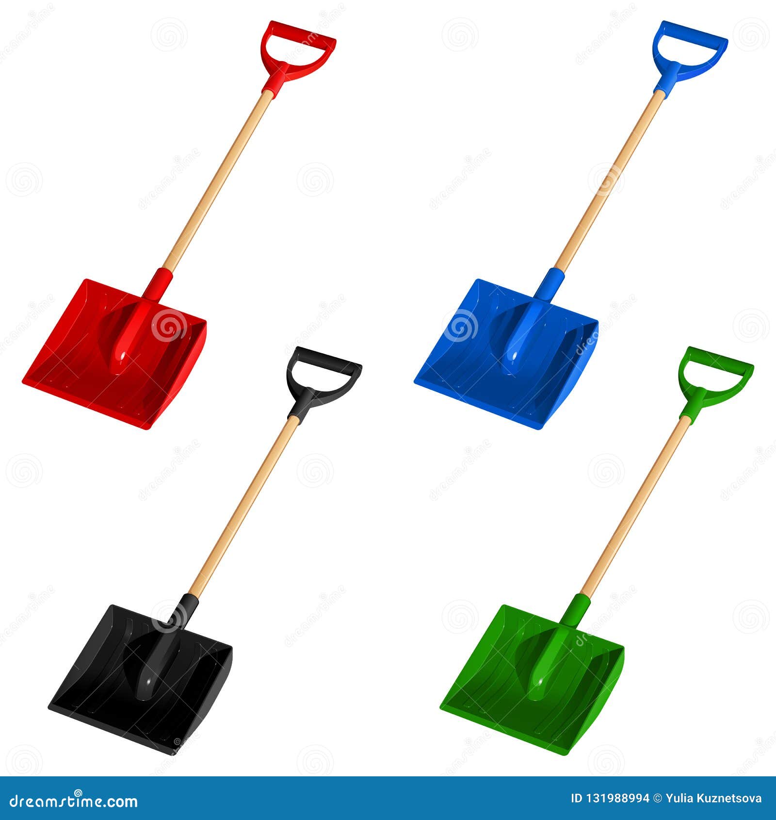 Download Set Of Four Colored Plastic Shovels Snow Shovel With ...