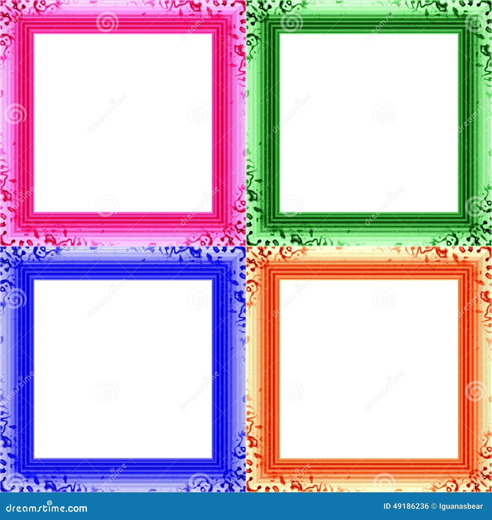 Set of Four Colorful Decorative Clear Photo Frames Stock Illustration
