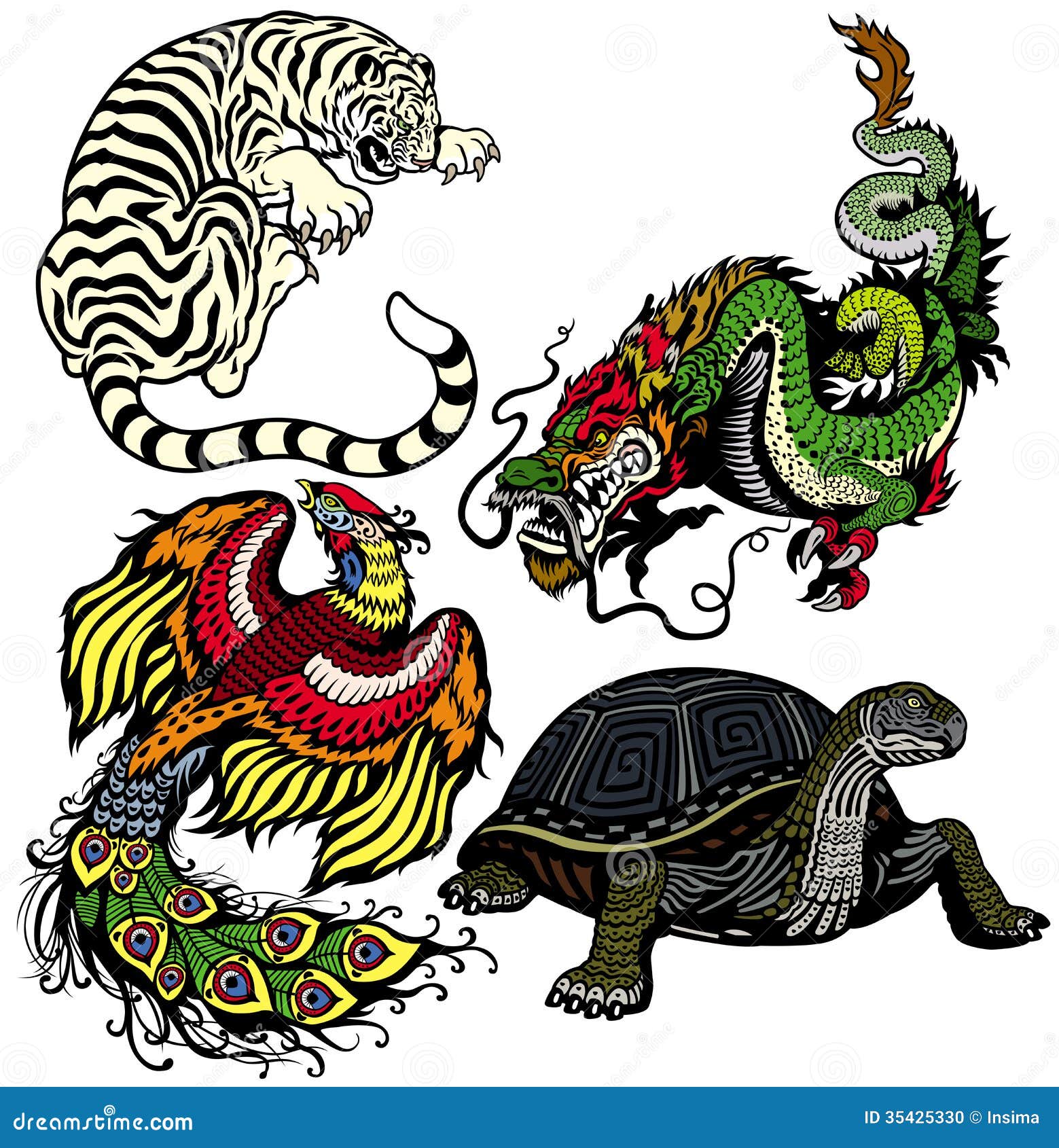 set of four feng shui celestial animals