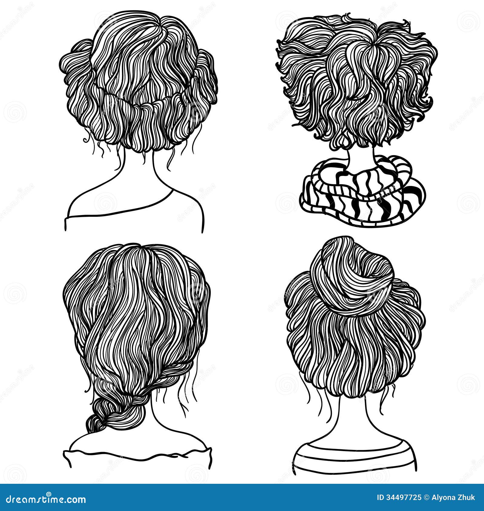 Set Of Four Hair Styles Stock Vector Illustration Of