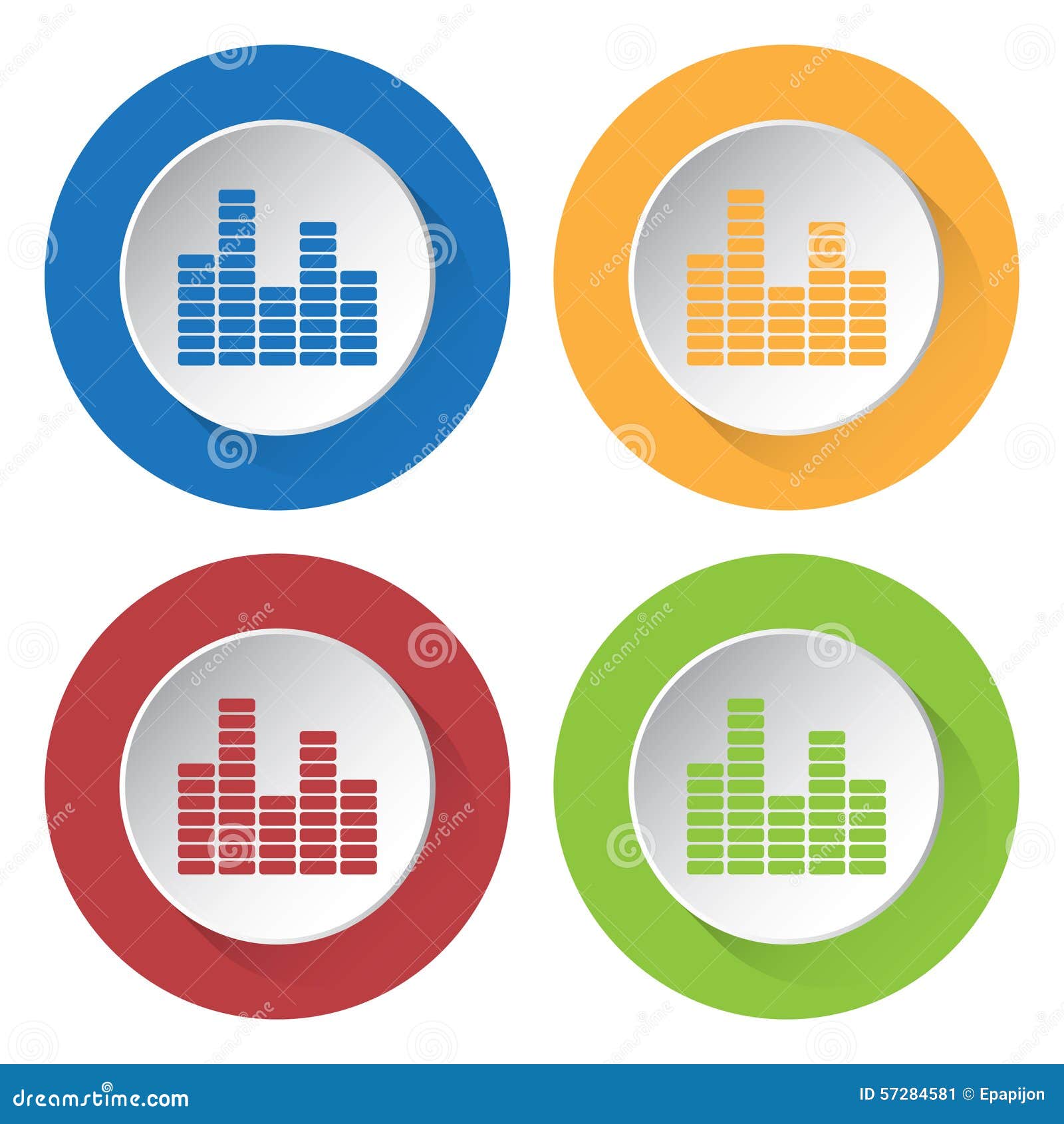 Set of Four Icons Equalizer Stock Vector Illustration of loud
