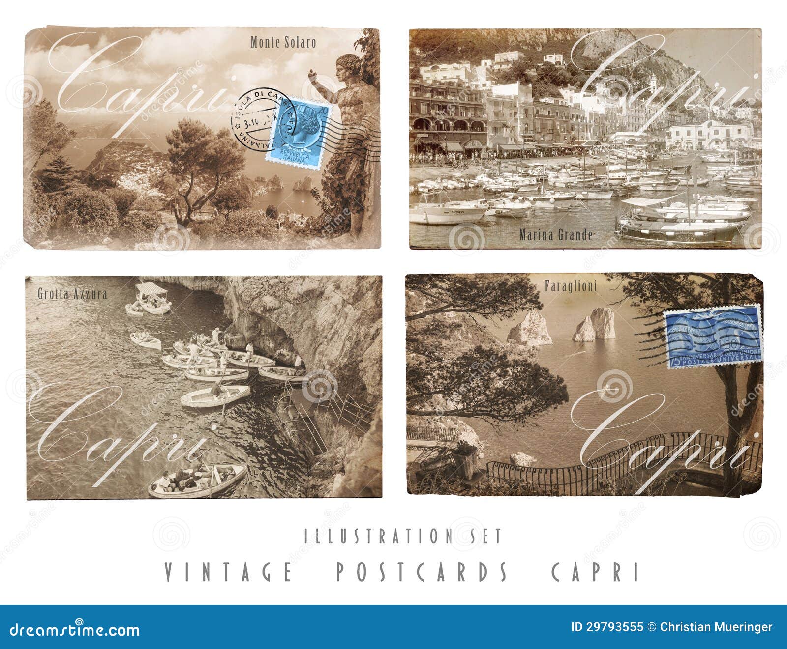 vintage postcards set capri