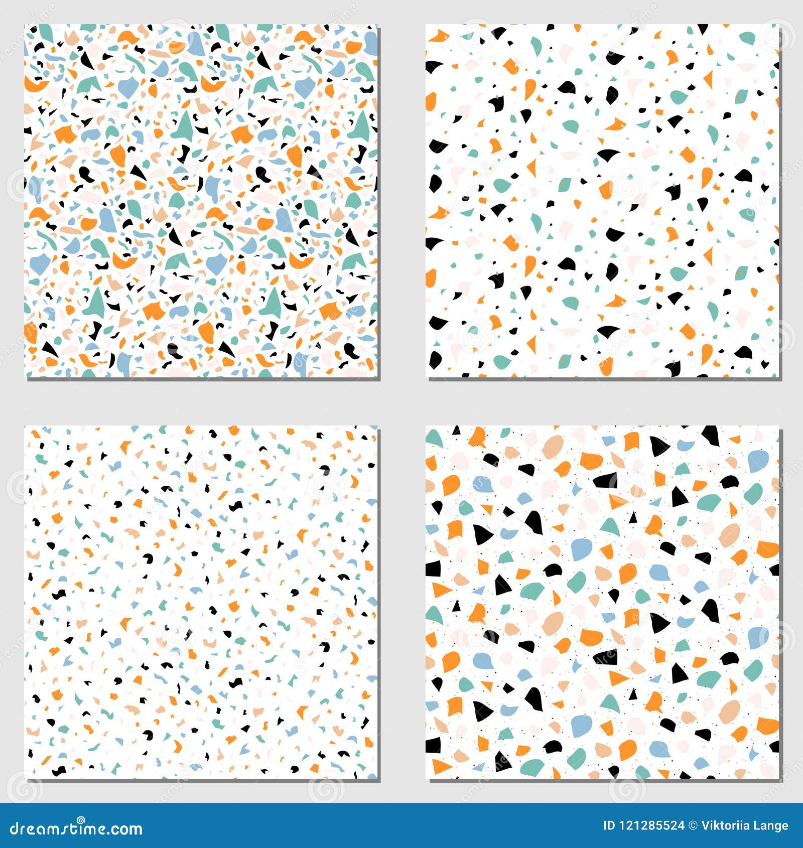 set of four terrazzo seamless patterns. modern pattern collection.