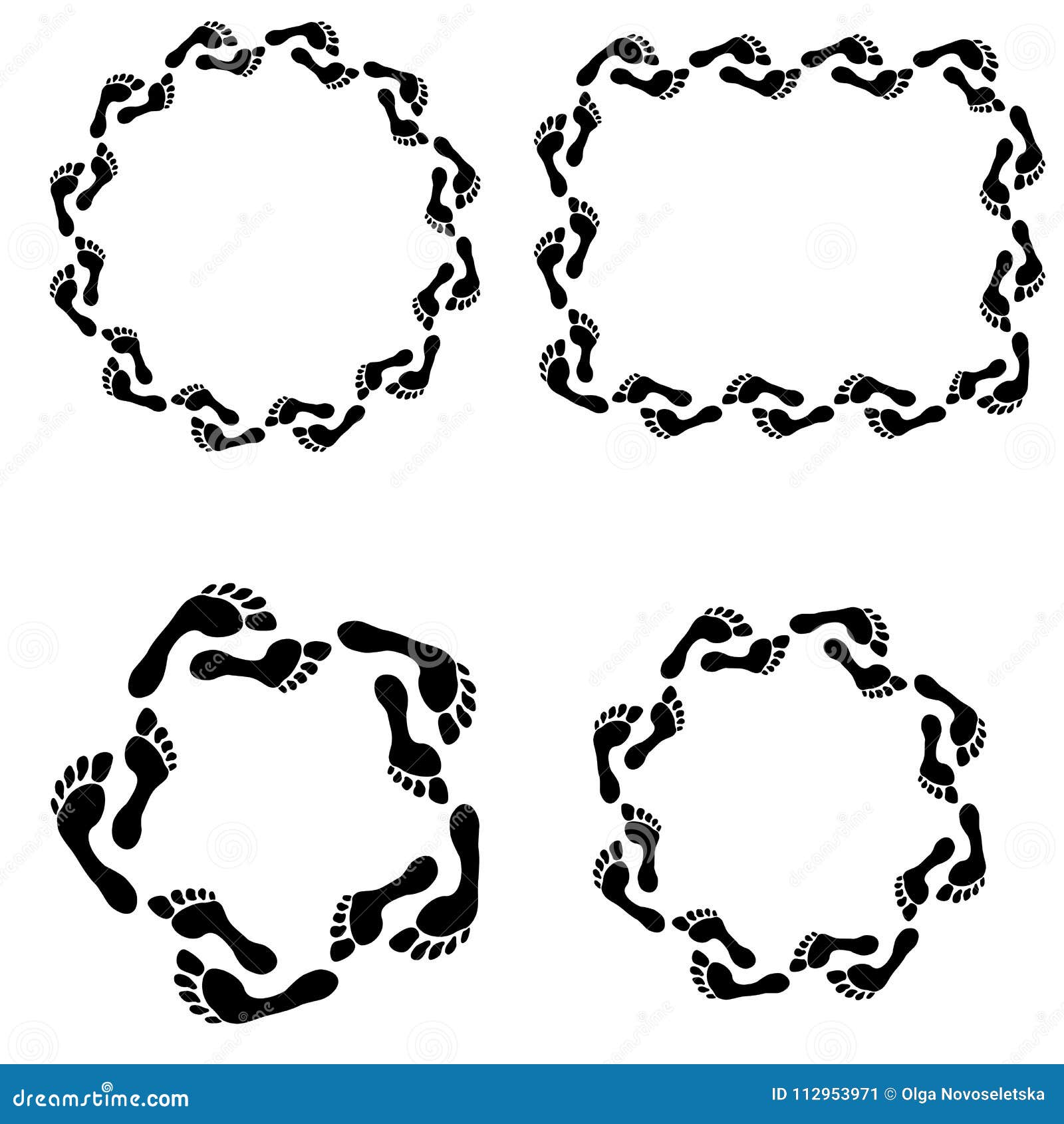 Circle Footprint Frames Set Stock Vector Illustration of drawing