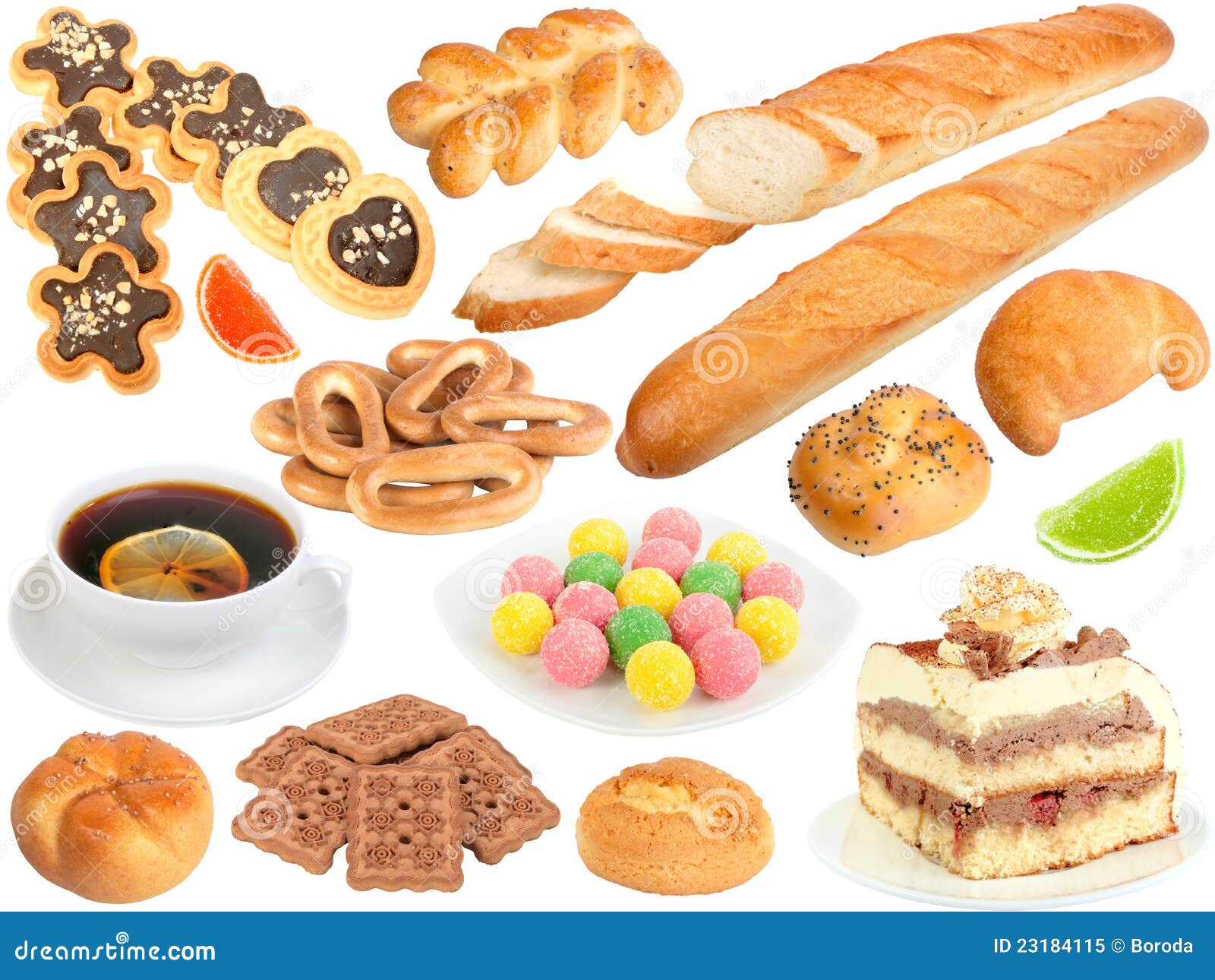 Set of Fresh Bread and Sweets Stock Image Image of plate, roll 23184115
