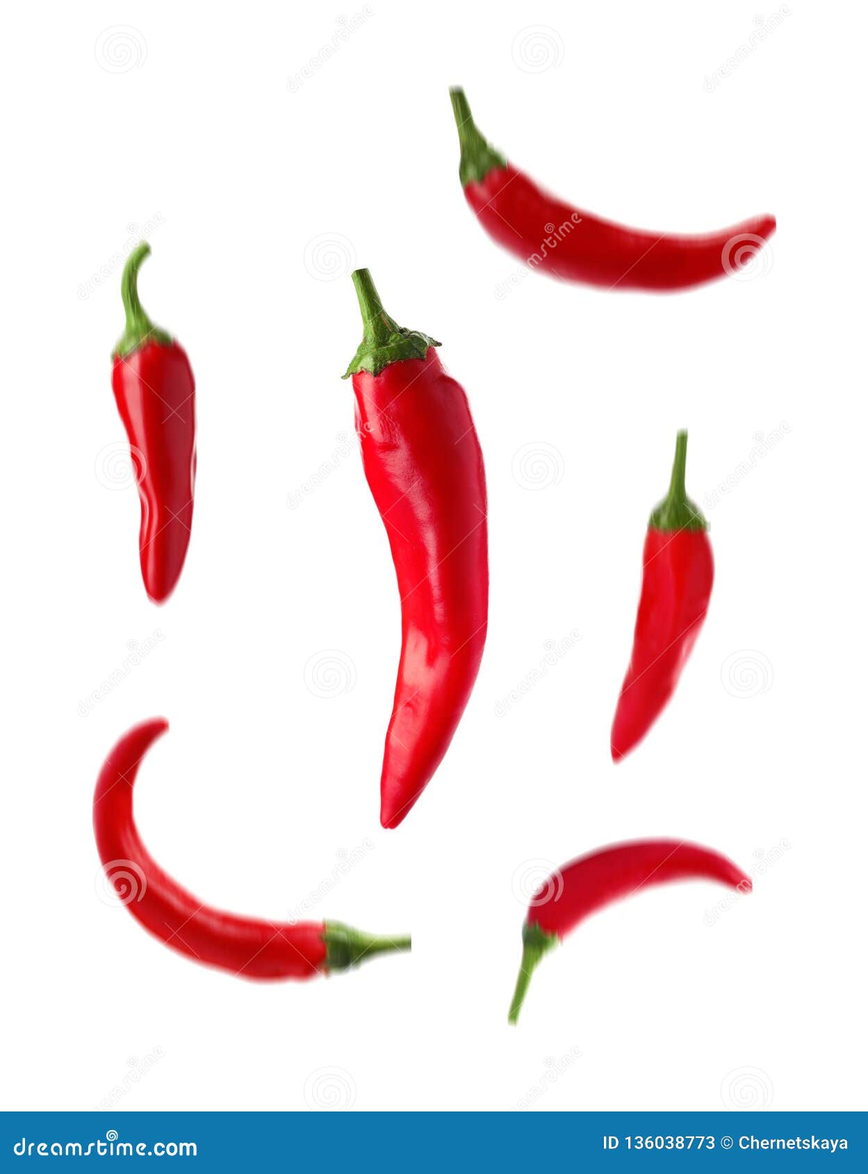 Set with Fresh Red Chili Peppers Falling Stock Image Image of pepper