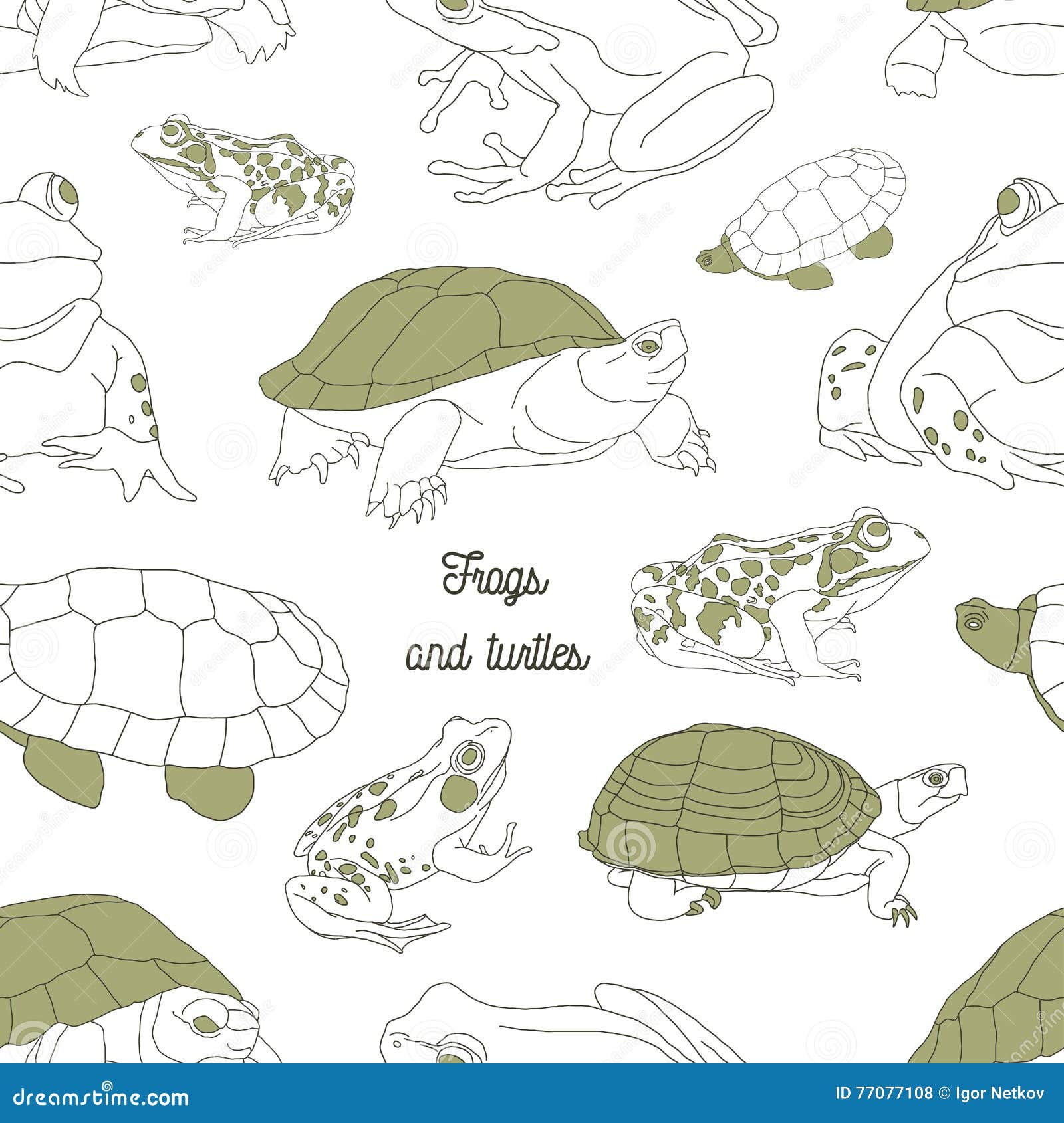 set with frogs and turtless pattern