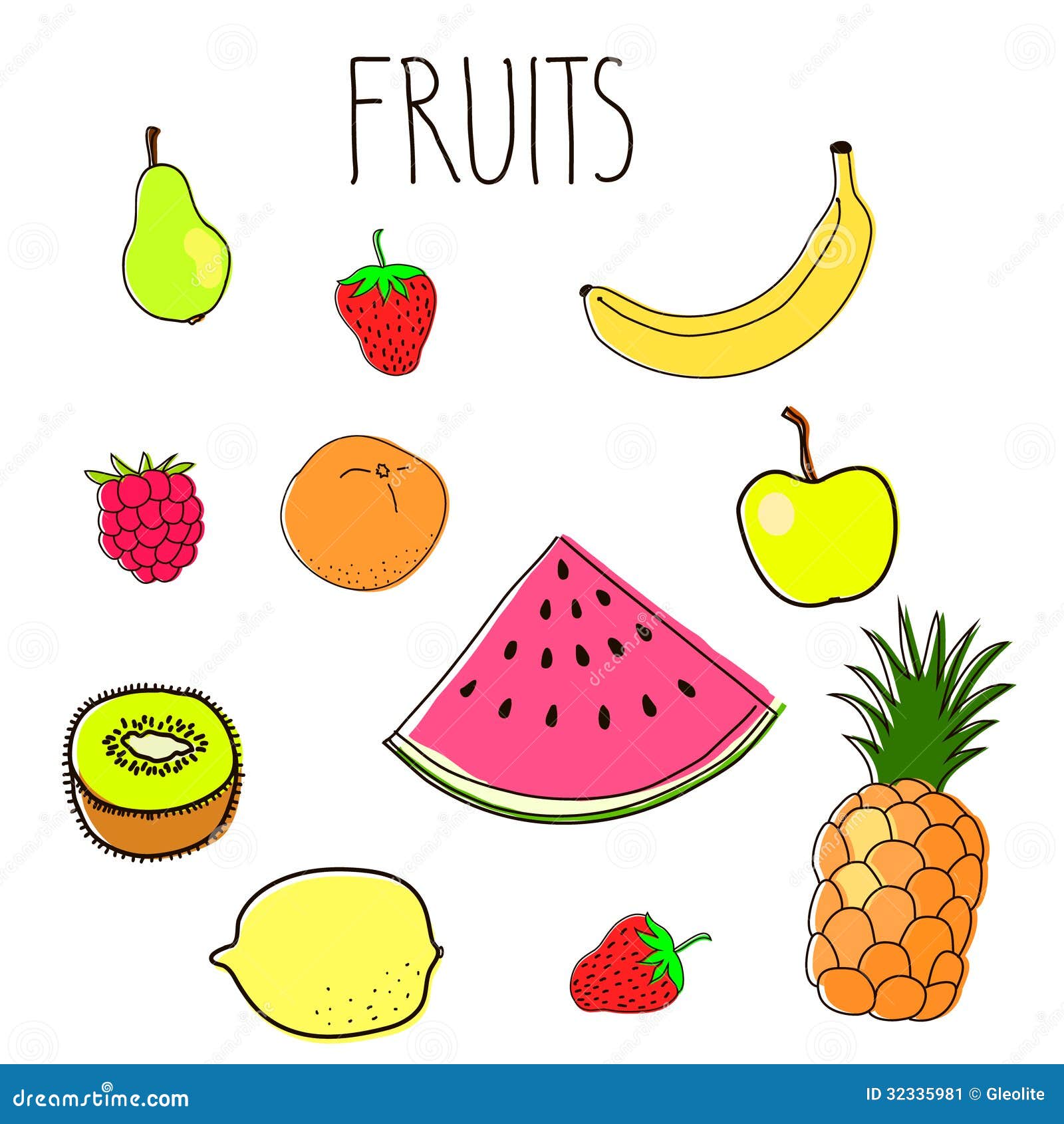 drawings travel tumblr Set Doodles Image Of Fruit Image: Stock 32335981