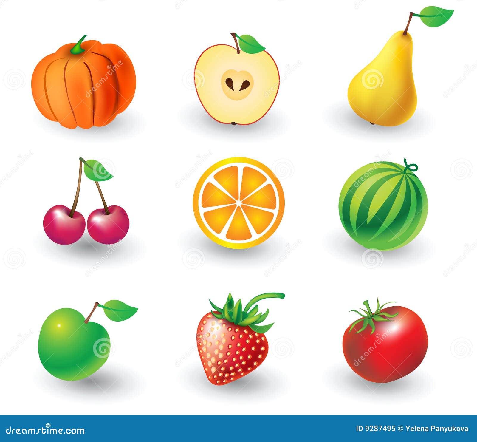 Set Of Fruit Objects Stock Vector Illustration Of Isolated 9287495