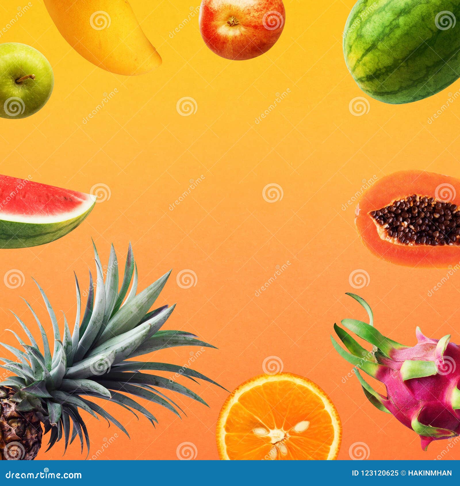 set of fruits on olor background.holiday summer .healthy eating