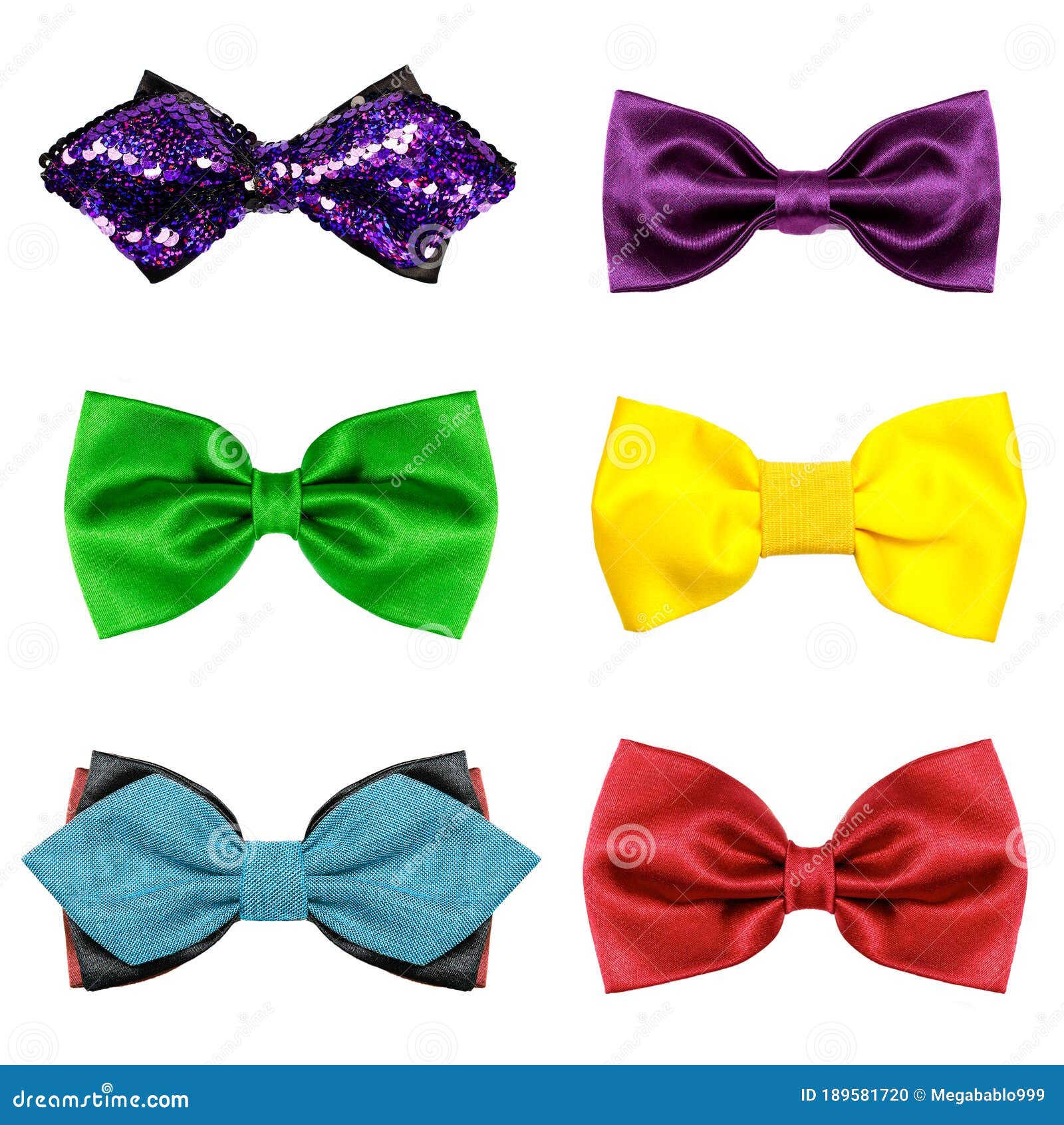 A Set of Fun Colorful Bow Tie 6 Pieces Isolated on a White Background