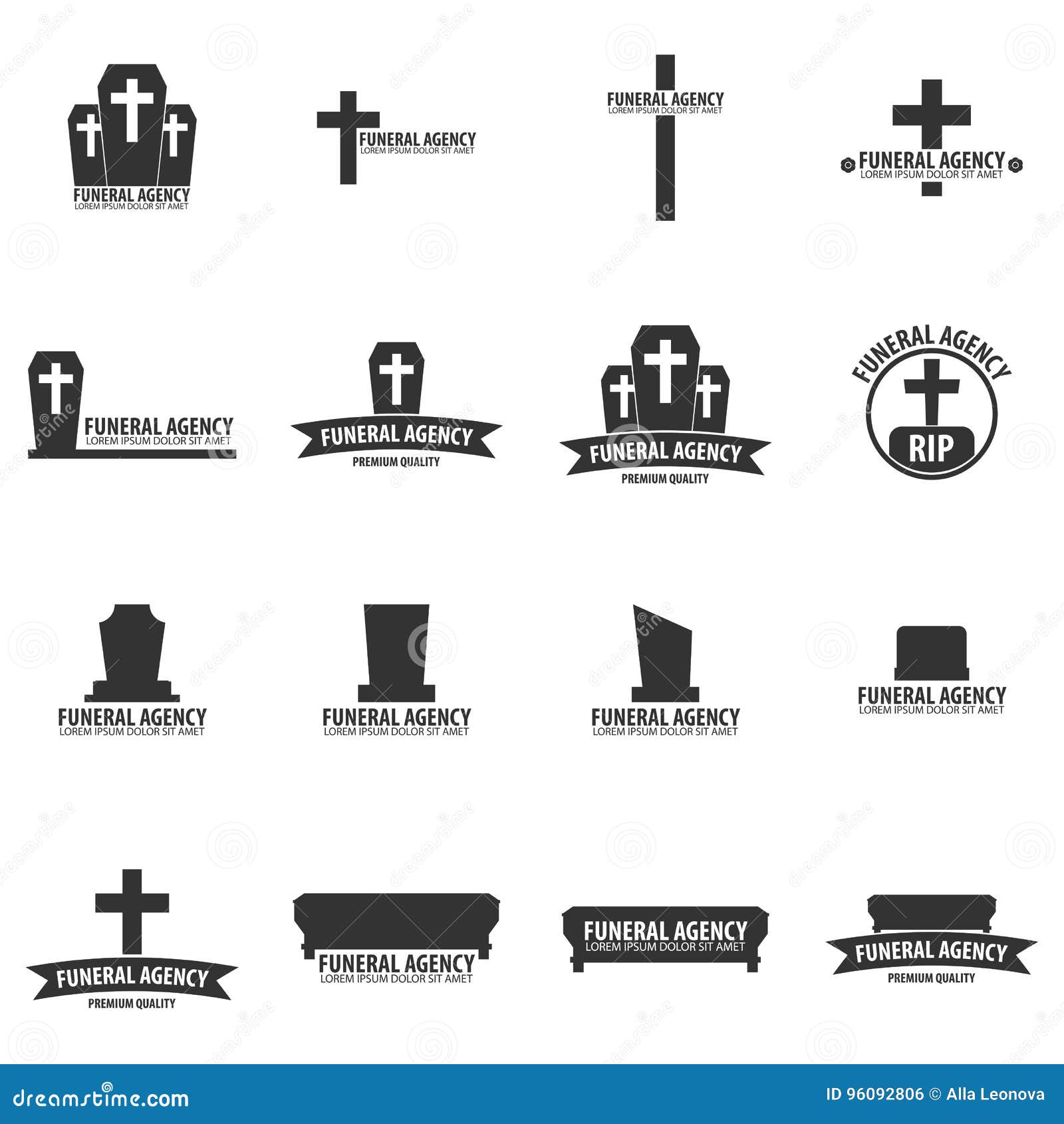 Set of Funeral Home Undertaking Ceremonial Service. Funeral Agency