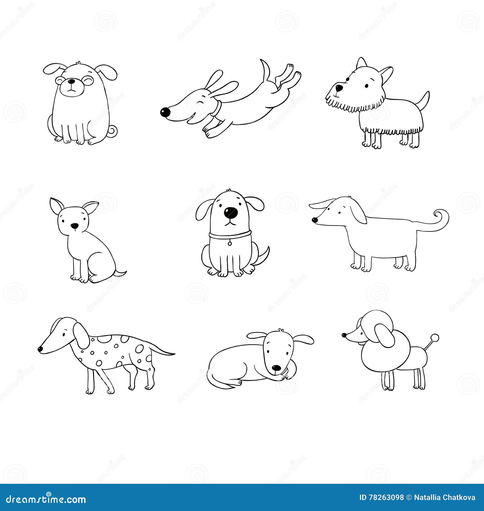 Set of funny cartoon dogs. stock vector. Illustration of black - 78263098 Set of funny cartoon dogs. stock vector. Illustration of black - 78263098