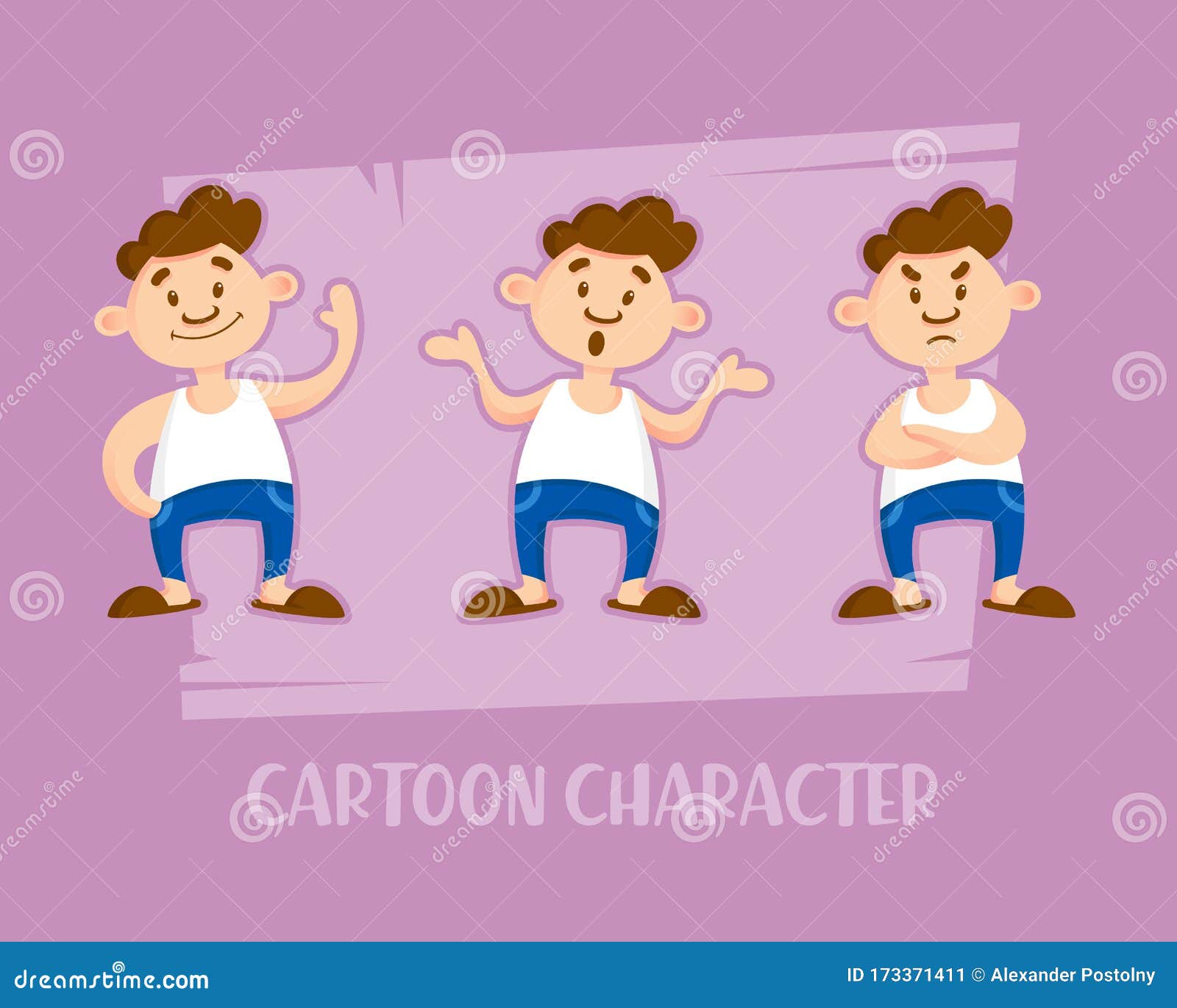 Set of Funny Cartoon Guy. Vector Illustration Stock Vector