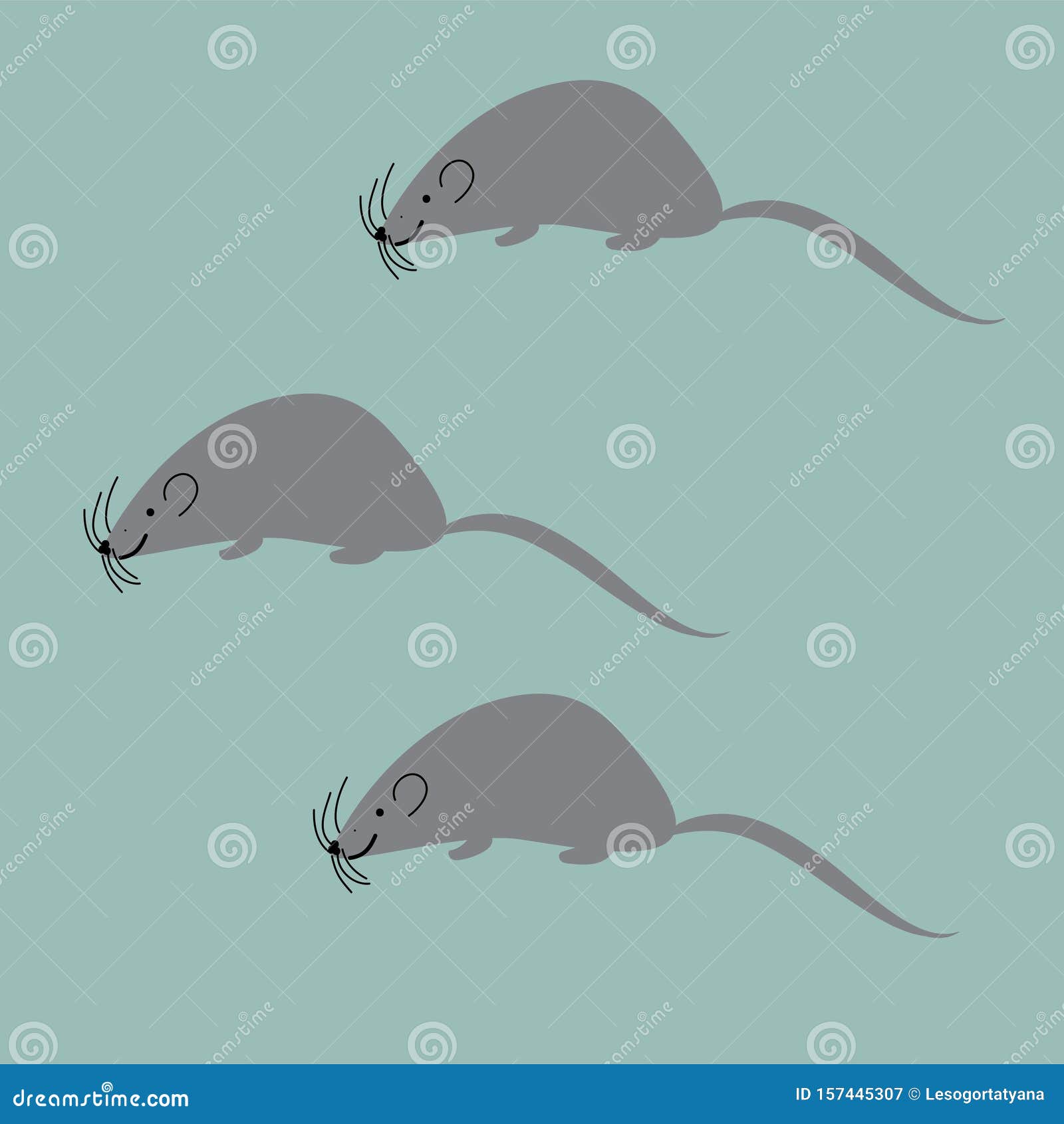 Set of Funny Cartoon Rats, Sample for Fabric and Wallpaper Stock Vector -  Illustration of mouse, silhouette: 157445307