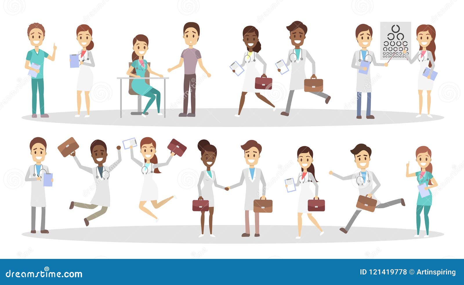 set of funny doctor characters