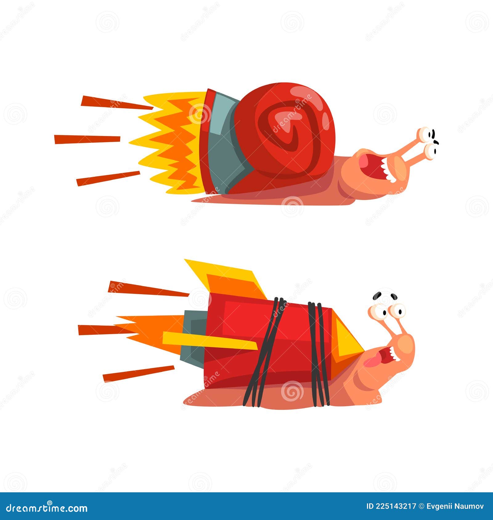 Set of Funny Fast Snails, Amusing Mollusk Characters with Turbo Rocket  Speed Booster Cartoon Vector Illustration Stock Vector - Illustration of  nature, snail: 225143217