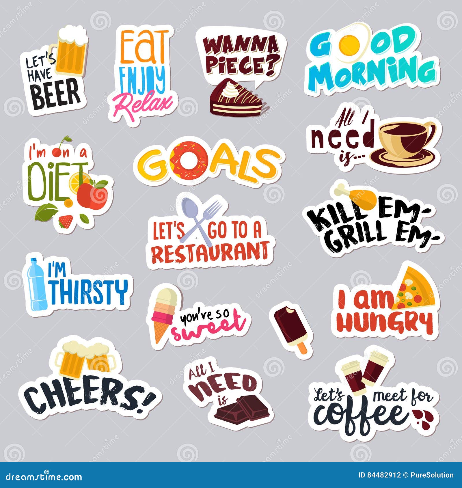 Set of funny food and drink stickers for social network Stock Vector by  ©Variant 137933712