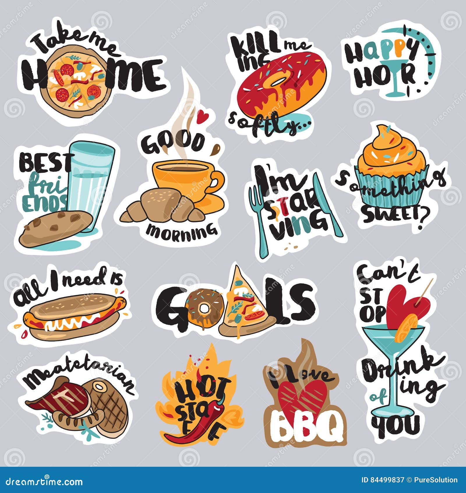 Set of funny food and drink stickers for social network Stock Vector by  ©Variant 137933712