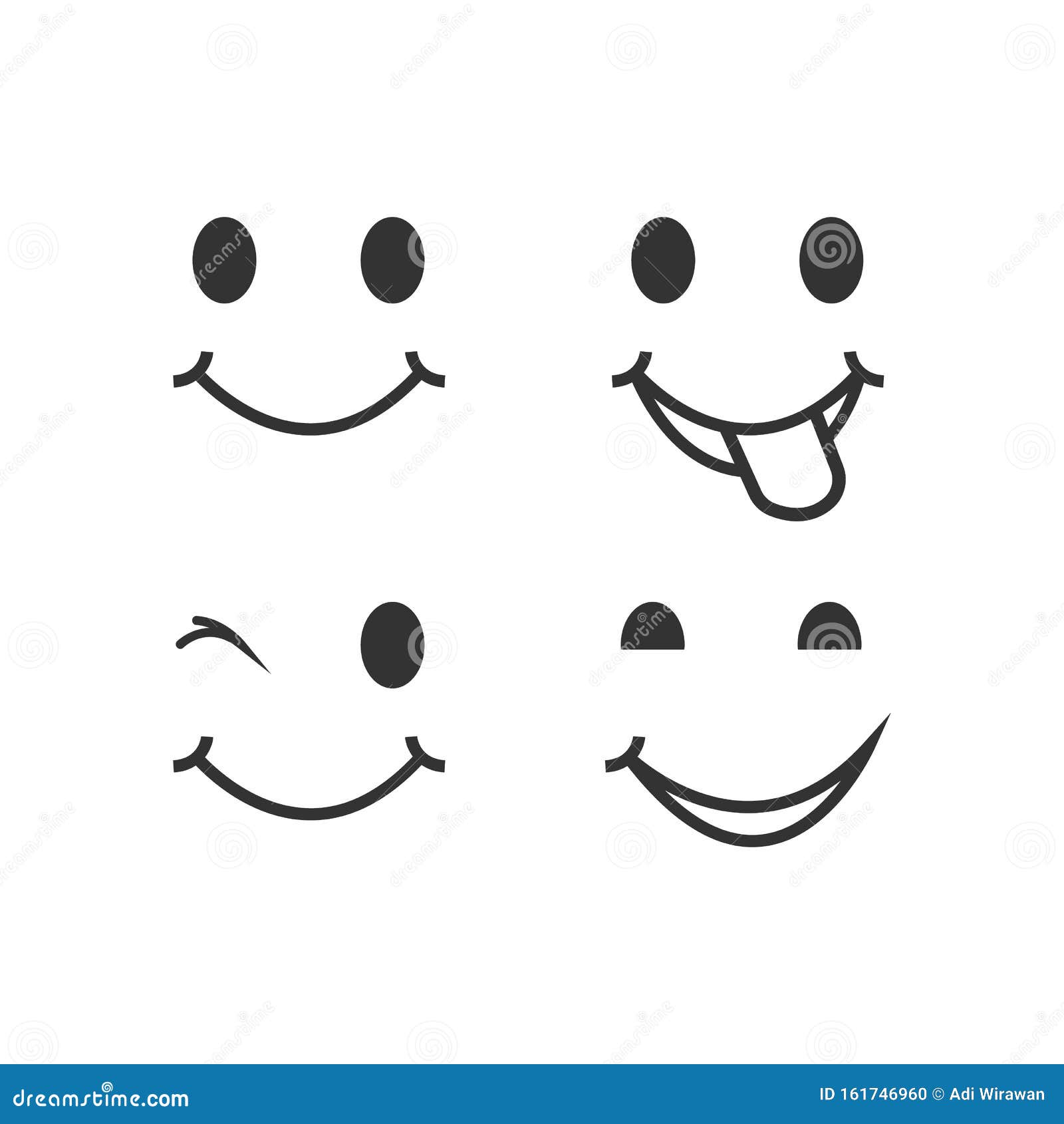 Set of Funny Smiley Faces with Different Expressions on White Background  Stock Vector - Illustration of character, feelings: 161746960