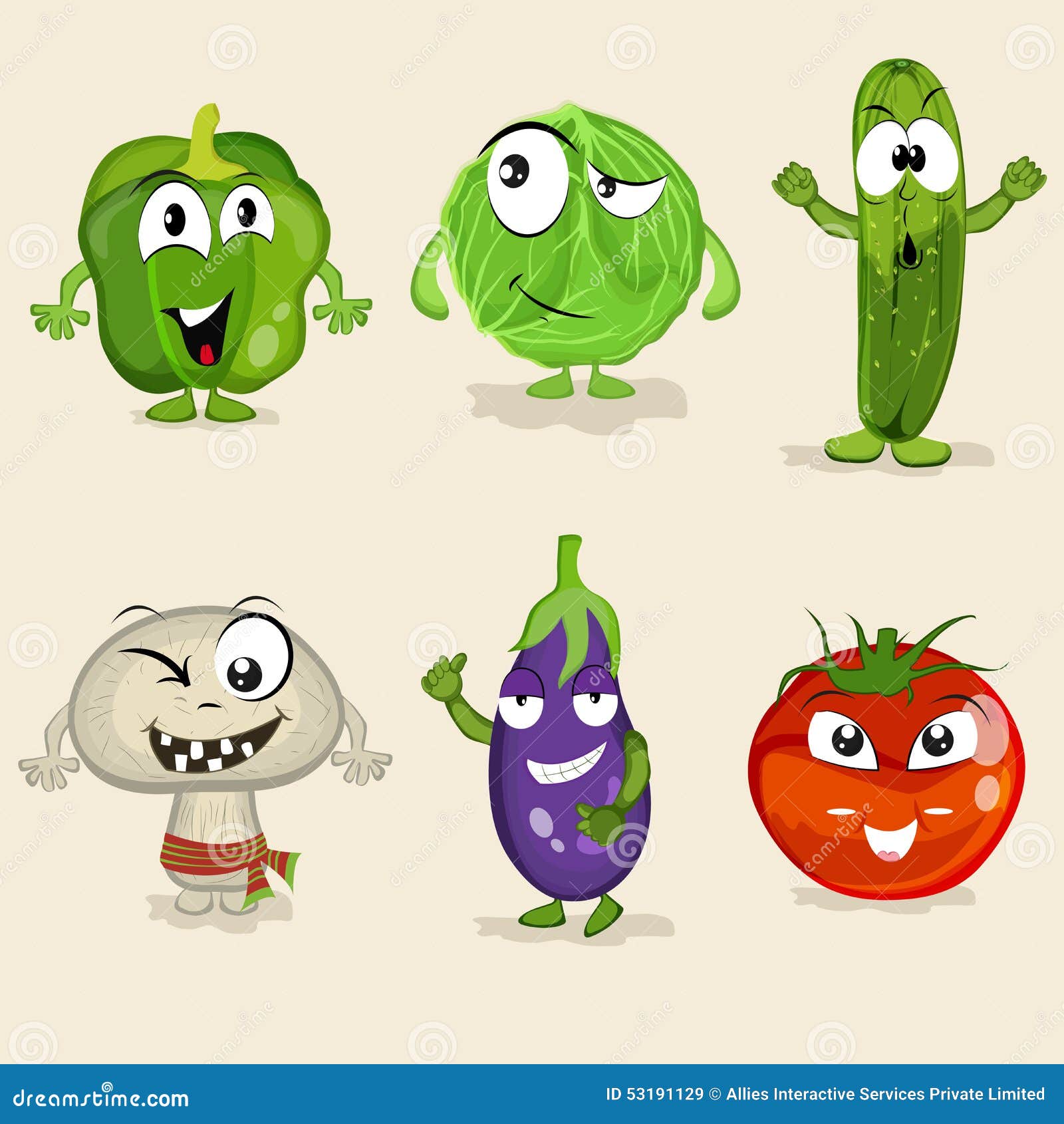 Cute Vegetables Cartoons Characters .vector Stock Vector