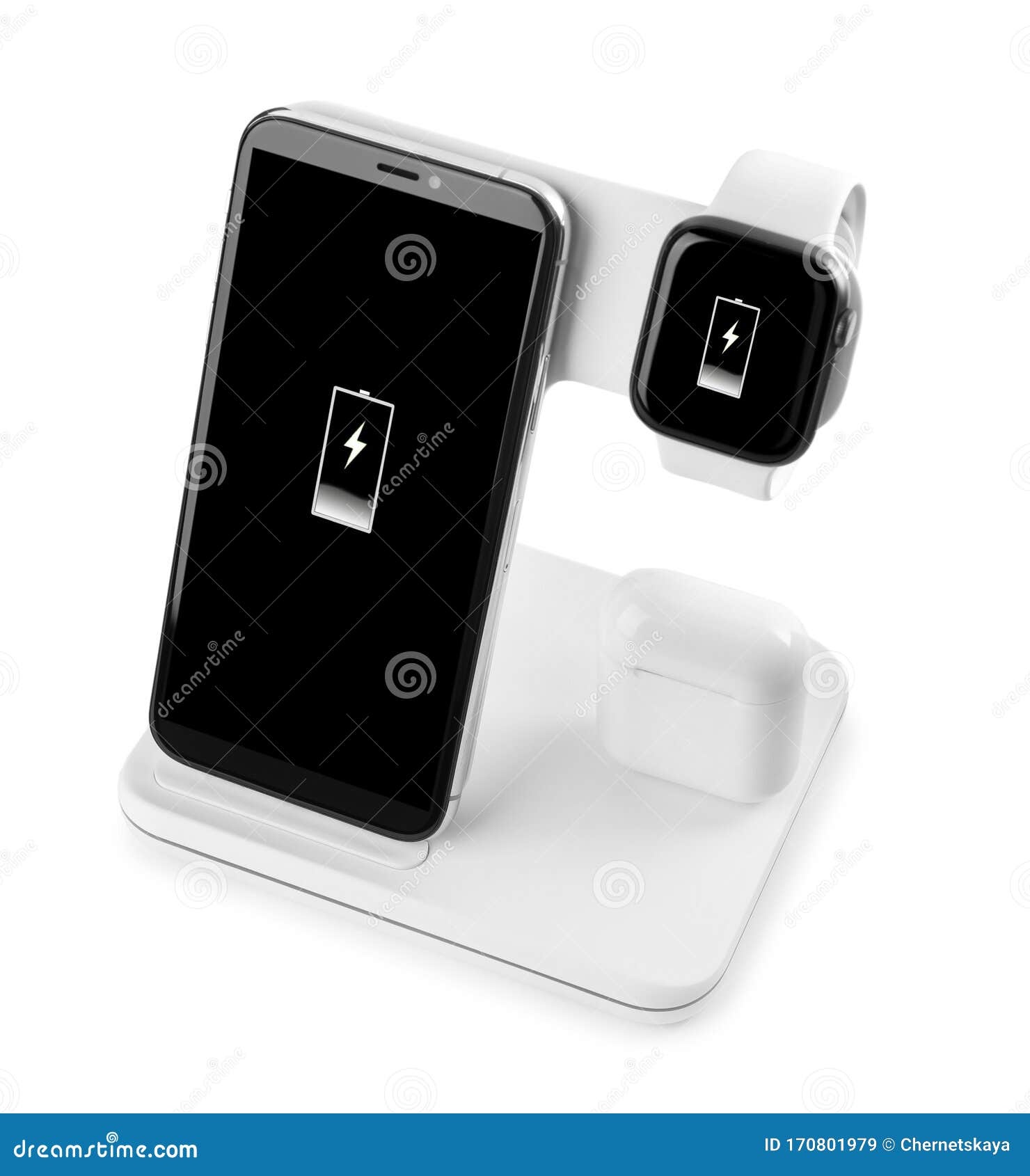 Set of Gadgets Charging with Wireless Pad Isolated Stock Image Image of cellular, charger