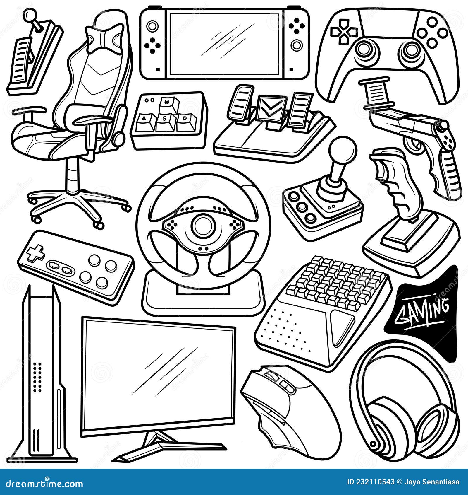 Premium Vector  Doodle gamer set illustration