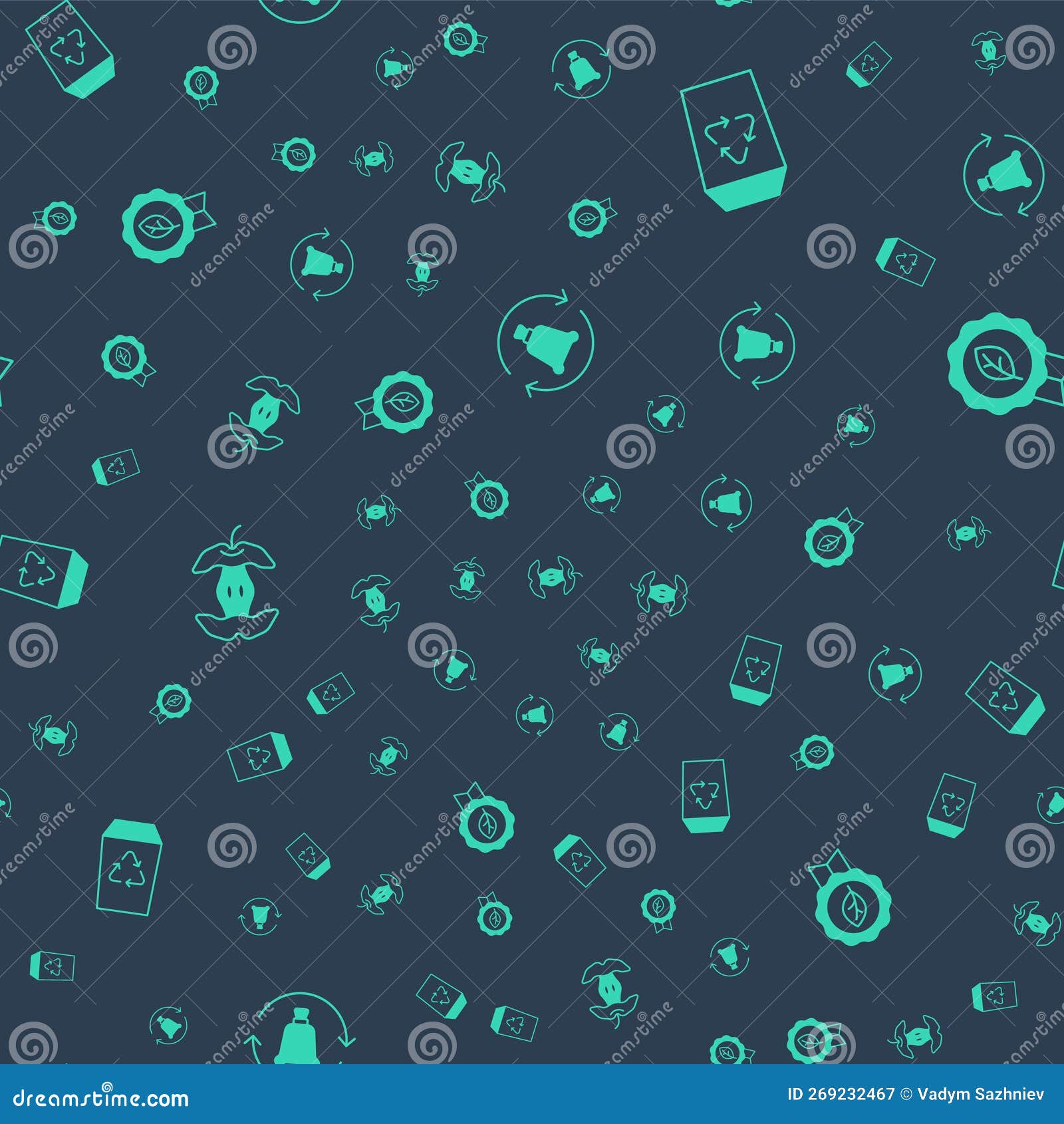 Set Garbage Bag with Recycle, Recycle Bin, Apple Core and Leaf Eco