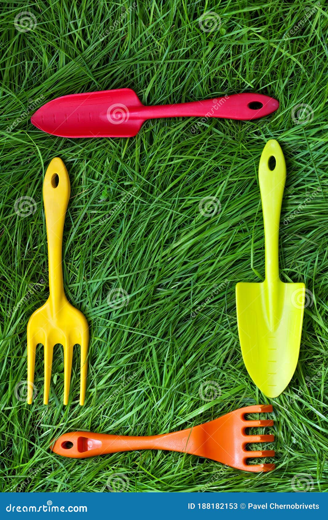 Set of Gardening Tools on Grass Stock Image - Image of environment ...