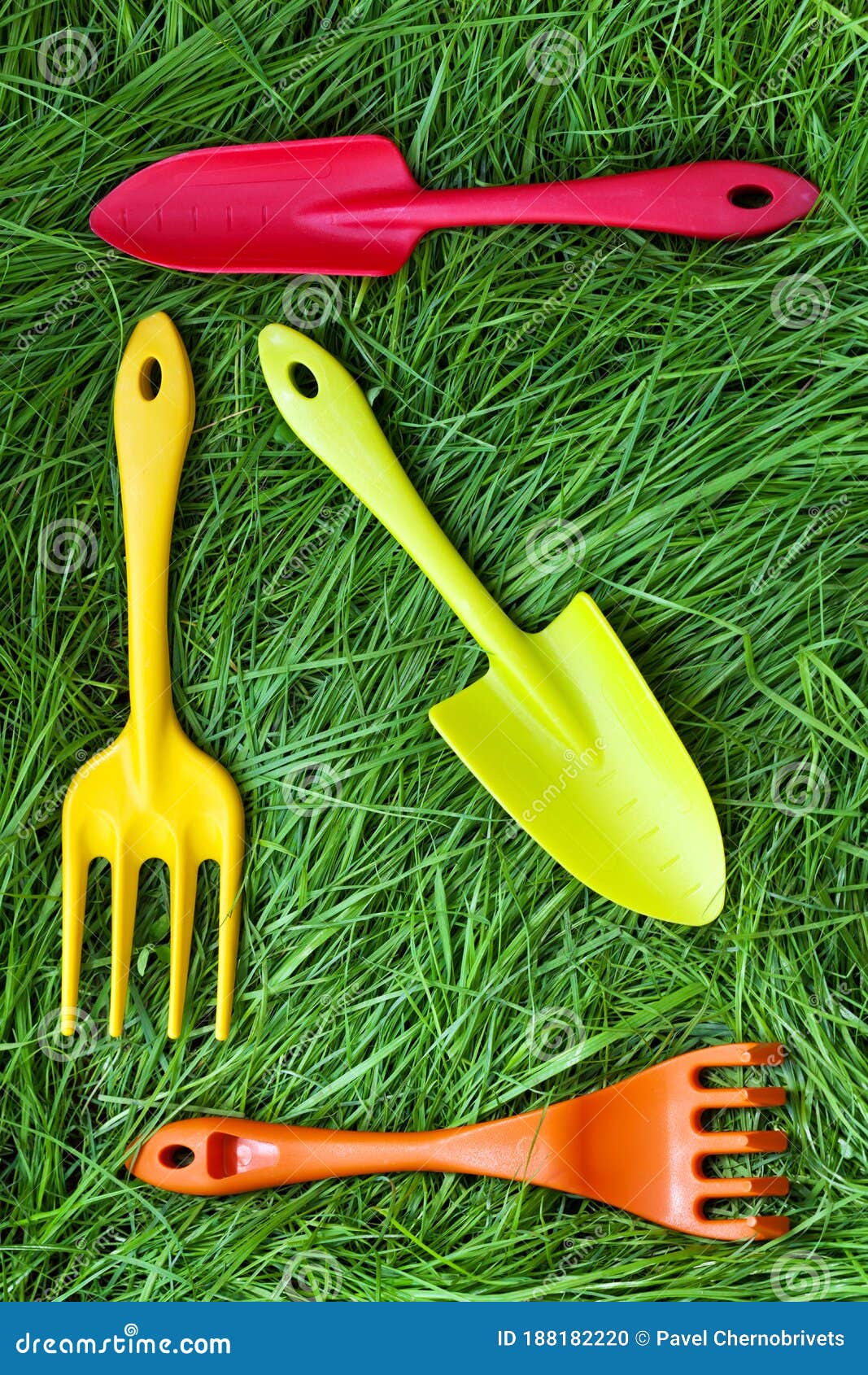 Set Of Gardening Tools On Grass Stock Photo - Image of growth ...