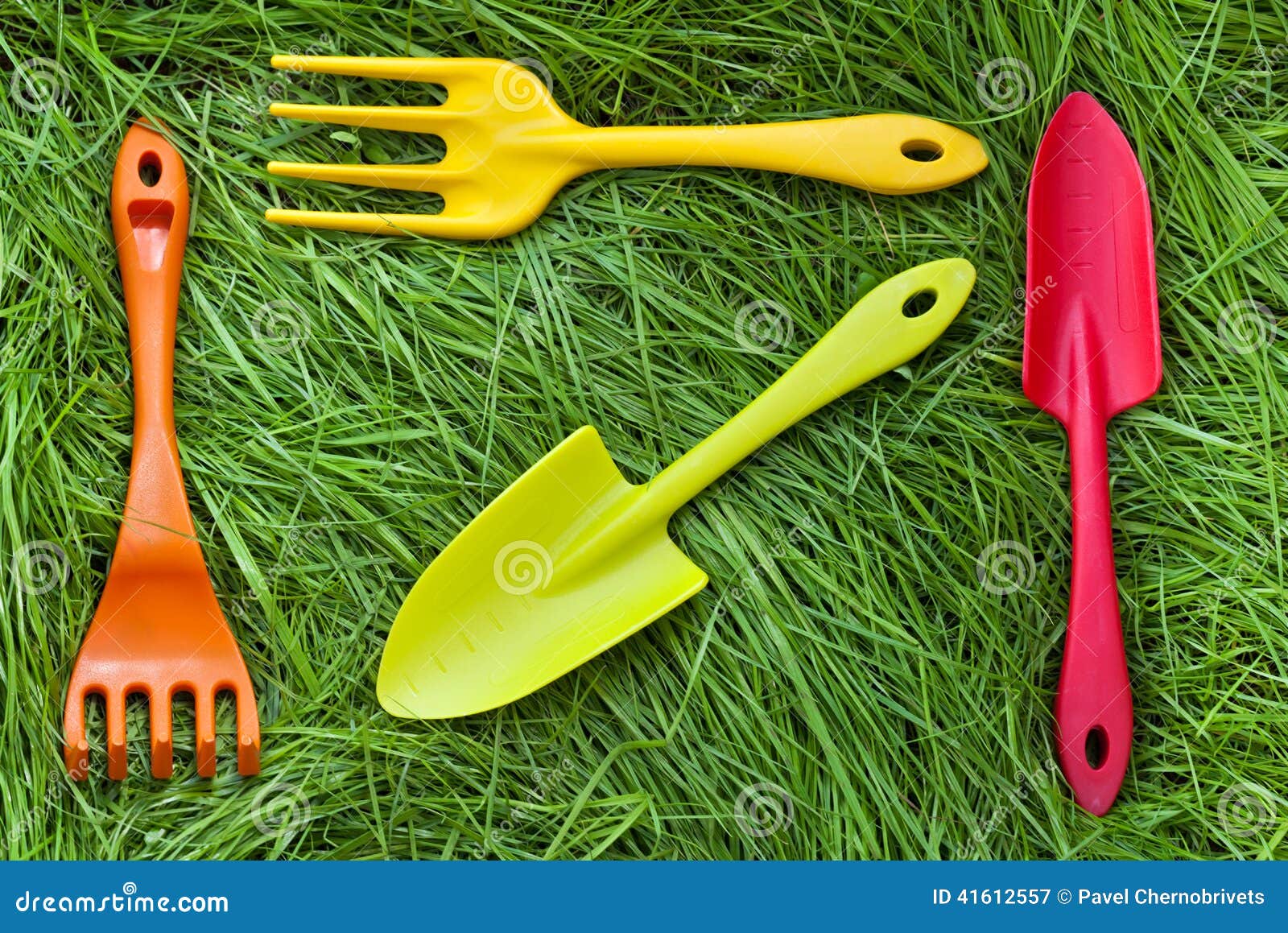 Set of Gardening Tools on Grass Stock Image - Image of growth, season ...