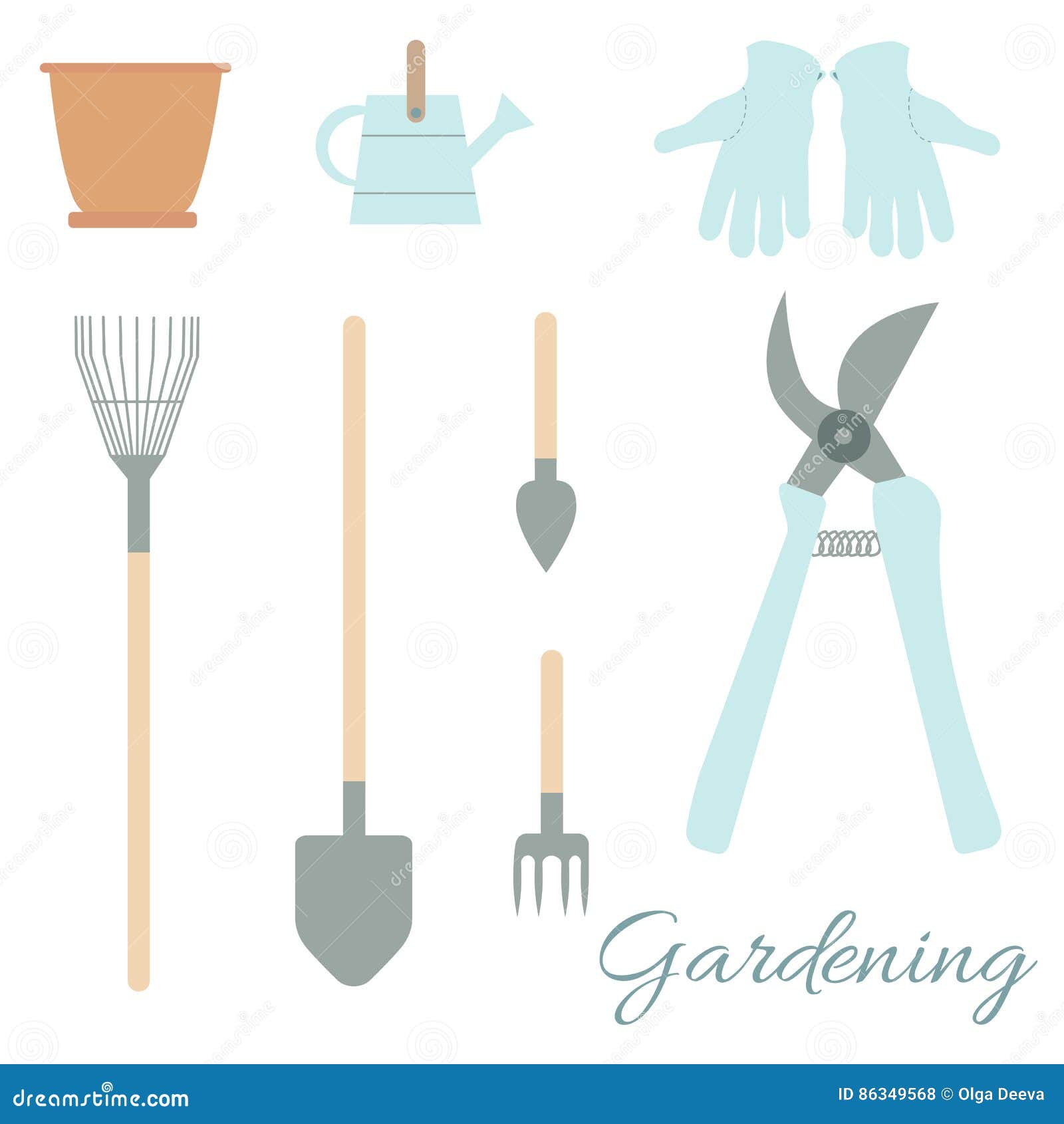Set of Gardening Tools and Instruments Stock Vector Illustration of