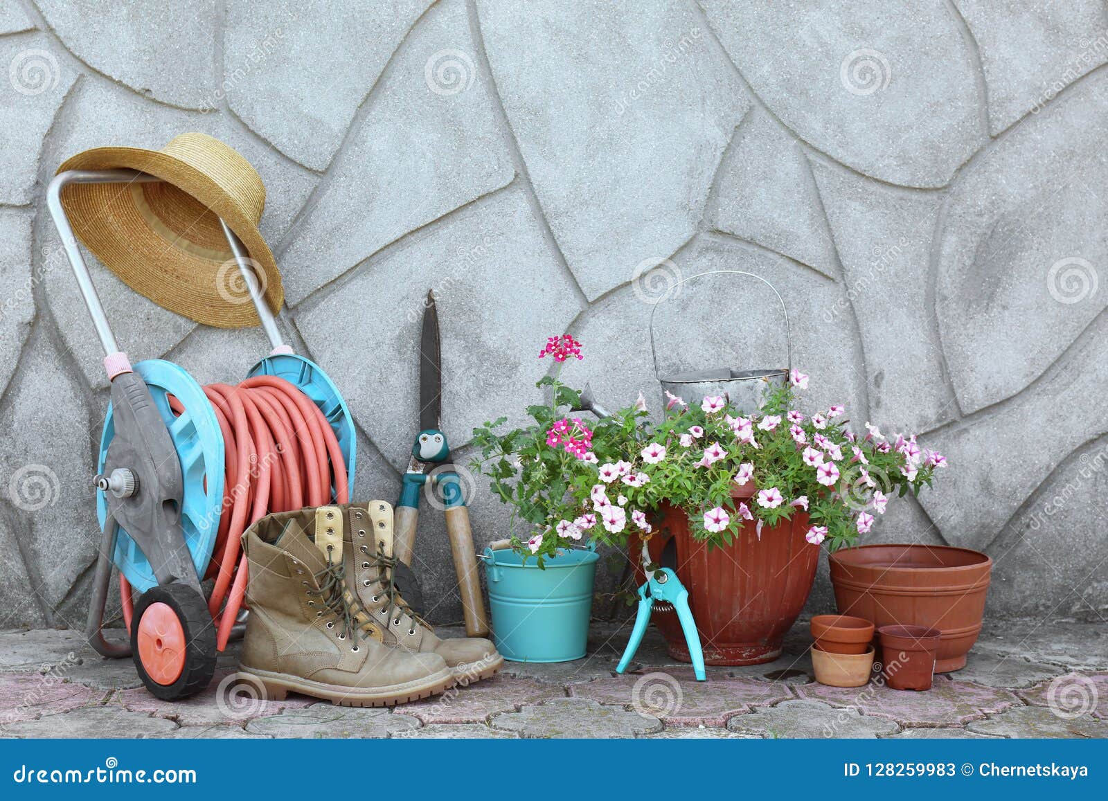 Set of Gardening Tools Near Wall Stock Image Image of care, house