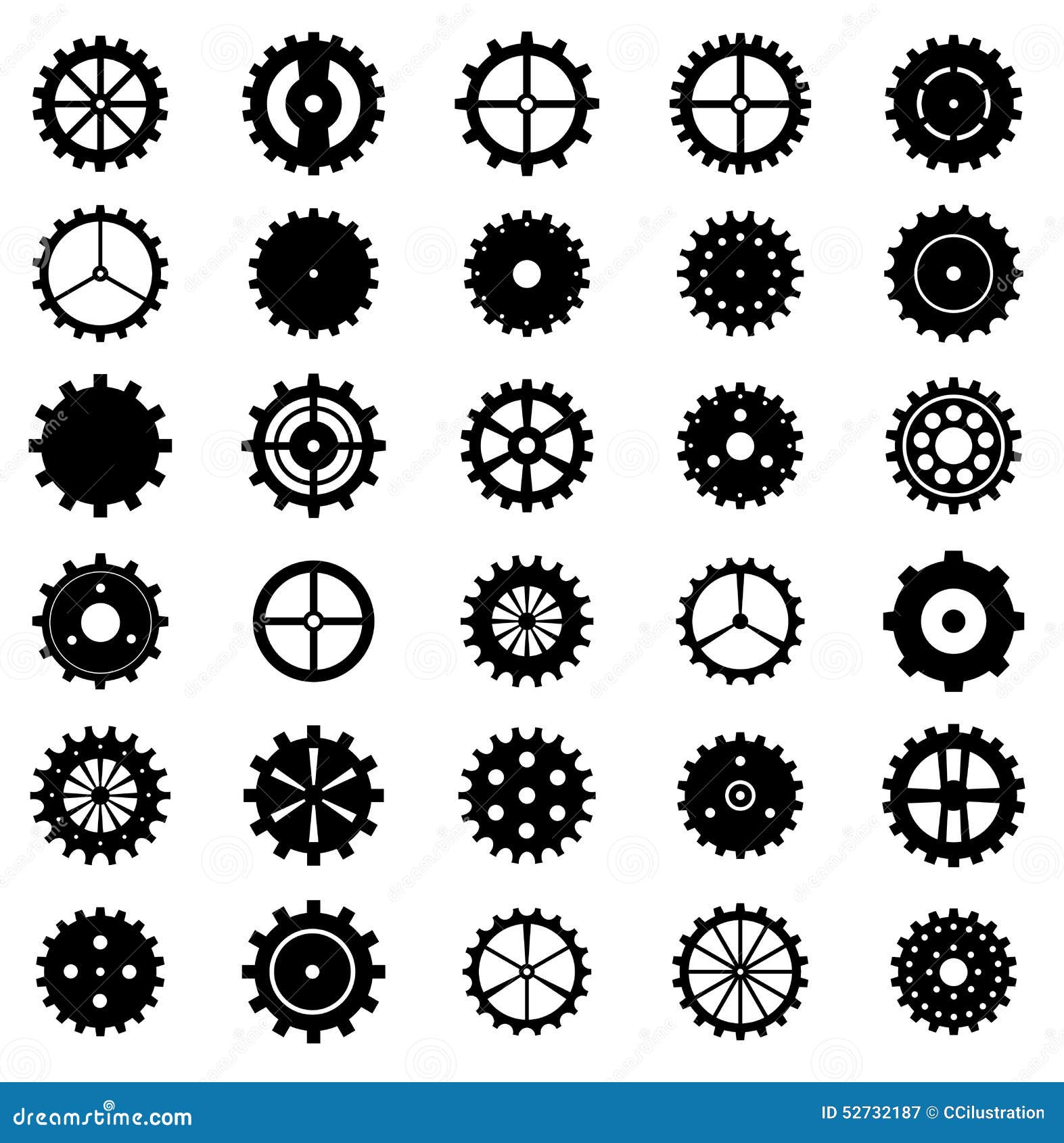 Set of Gear Wheels, Vector Illustration Stock Vector - Illustration of