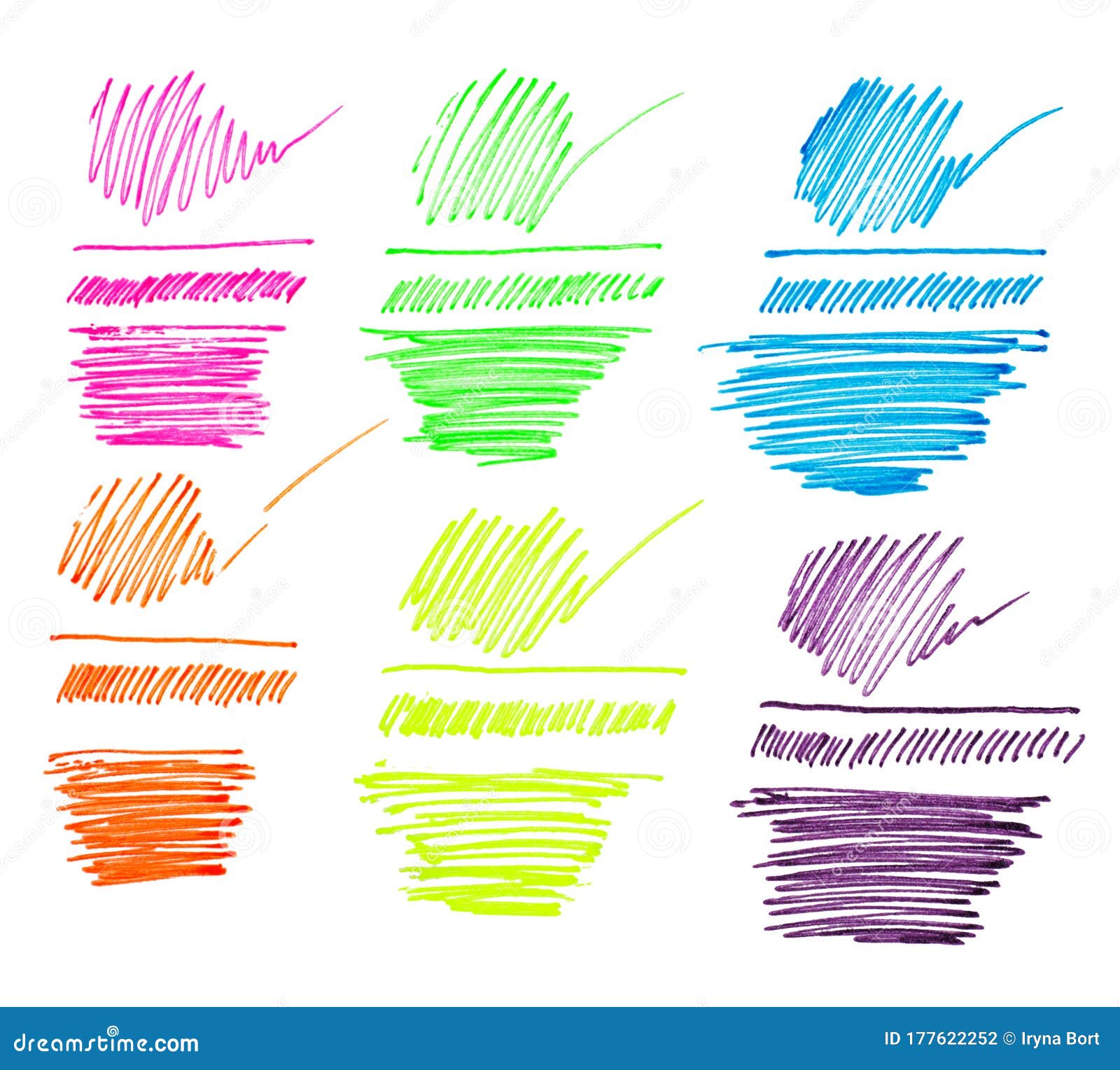 Set of Gel Pen Marker Lines Stock Illustration - Illustration of blue ...