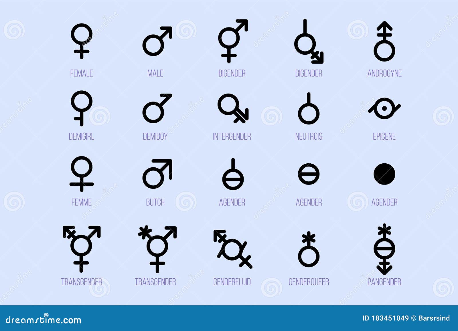 Set Of Gender Symbols Sexual Orientation Signs Stock Illustration Illustration Of Neutrois