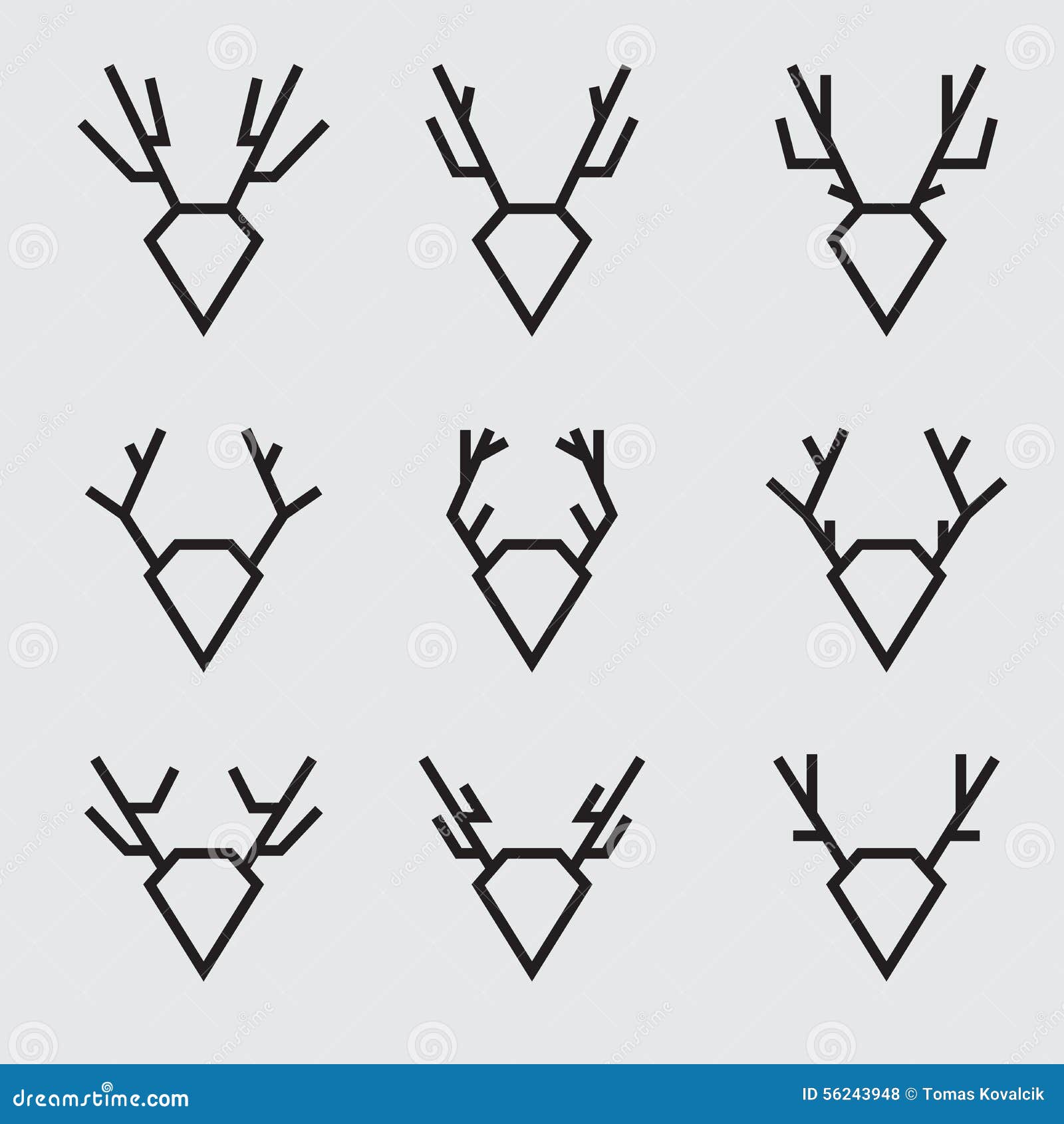 Set of Geometric Symbols of Deer Head Stock Vector Illustration of
