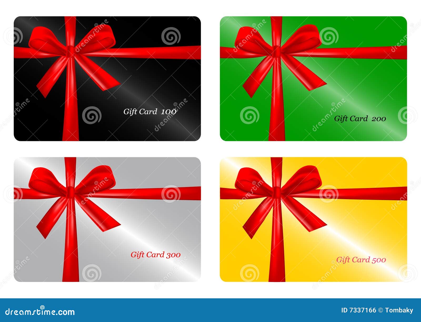 Set of Gift Card with Red Ribbon. Stock Vector Illustration of celebrate, ornate 7337166