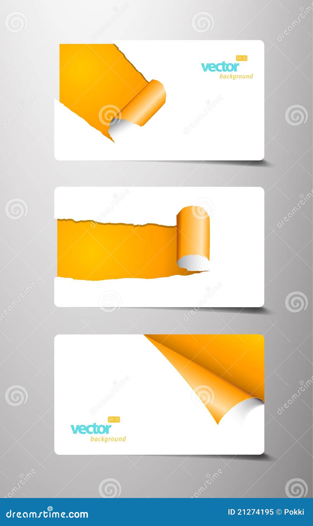 Set of Gift Cards with Rolled Corners. Stock Vector Illustration of