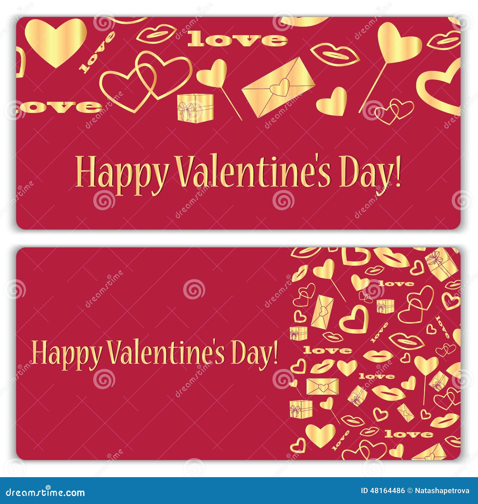 Set of Gift Cards for Valentine S Day Stock Vector Illustration of