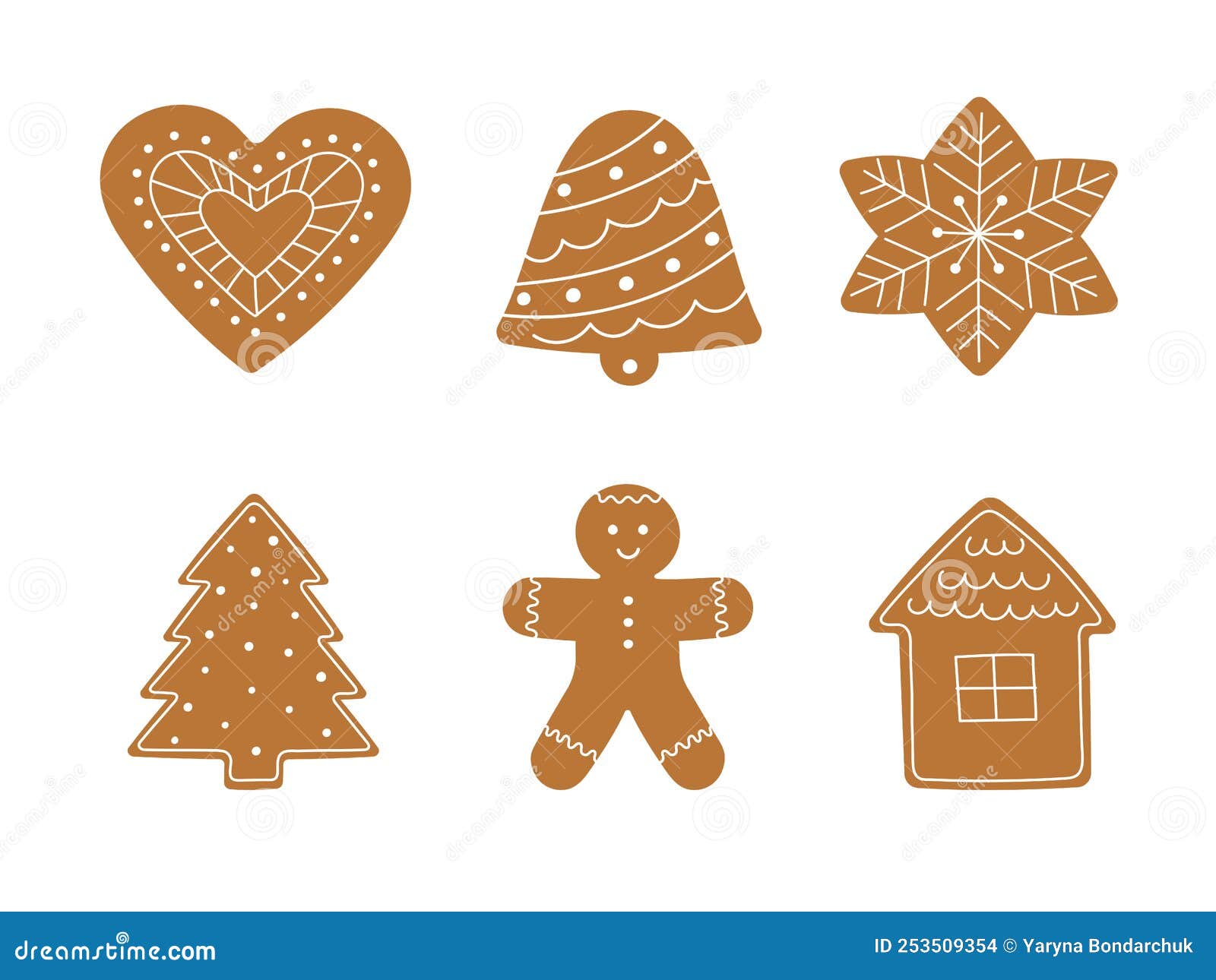 Set of Gingerbread Cookies. Winter Homemade Sweets in Shape of