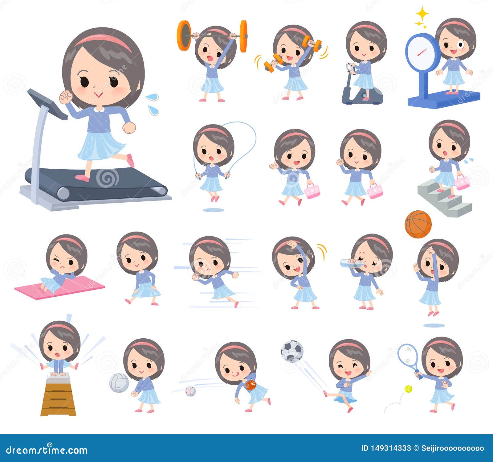 Blue Clothing Girl_exercise Stock Vector - Illustration of aero ...