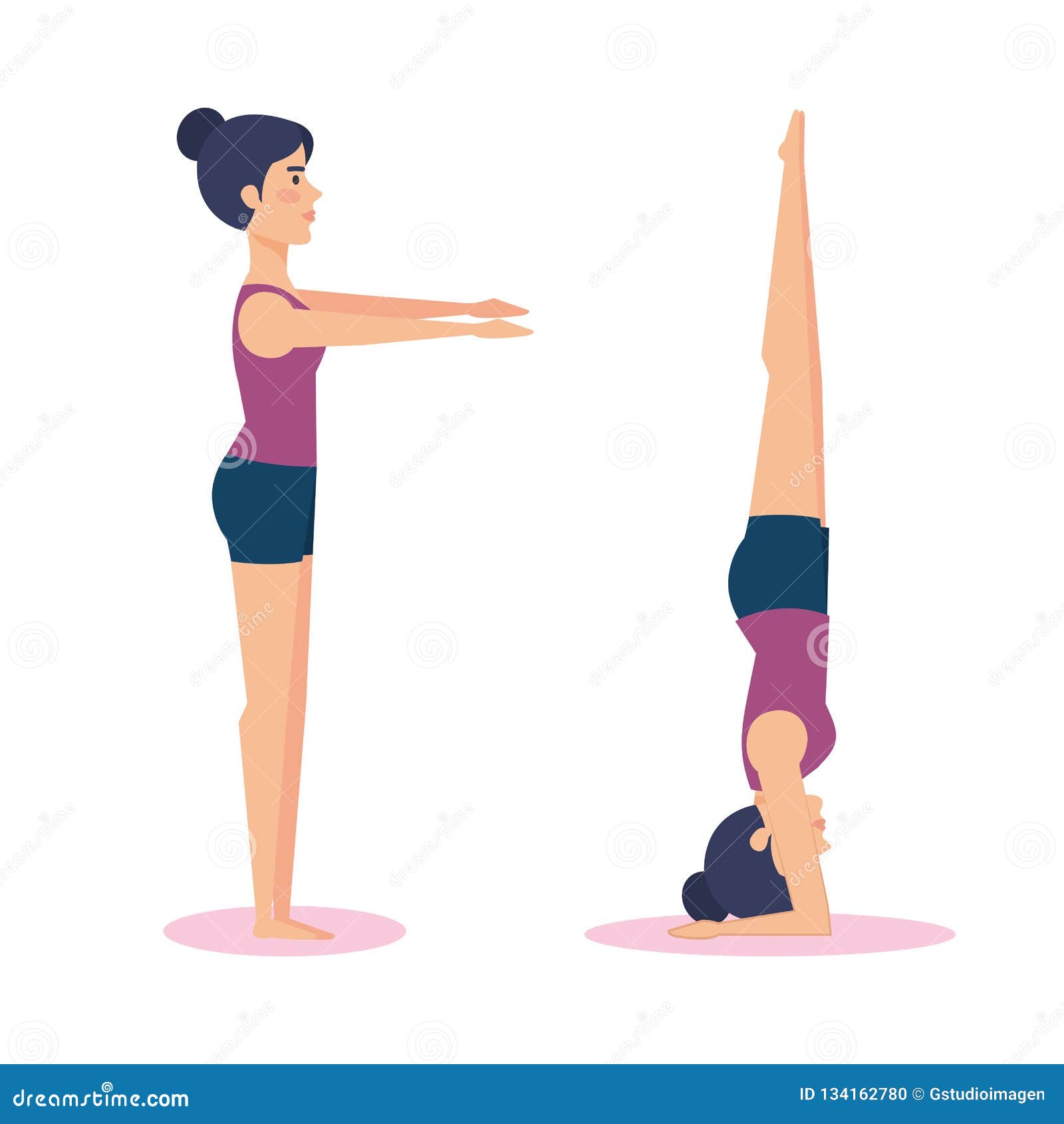 Set of girls doing yoga poses, Positive mind fitness and exercise theme  Colorful design Vector illustration:: tasmeemME.com