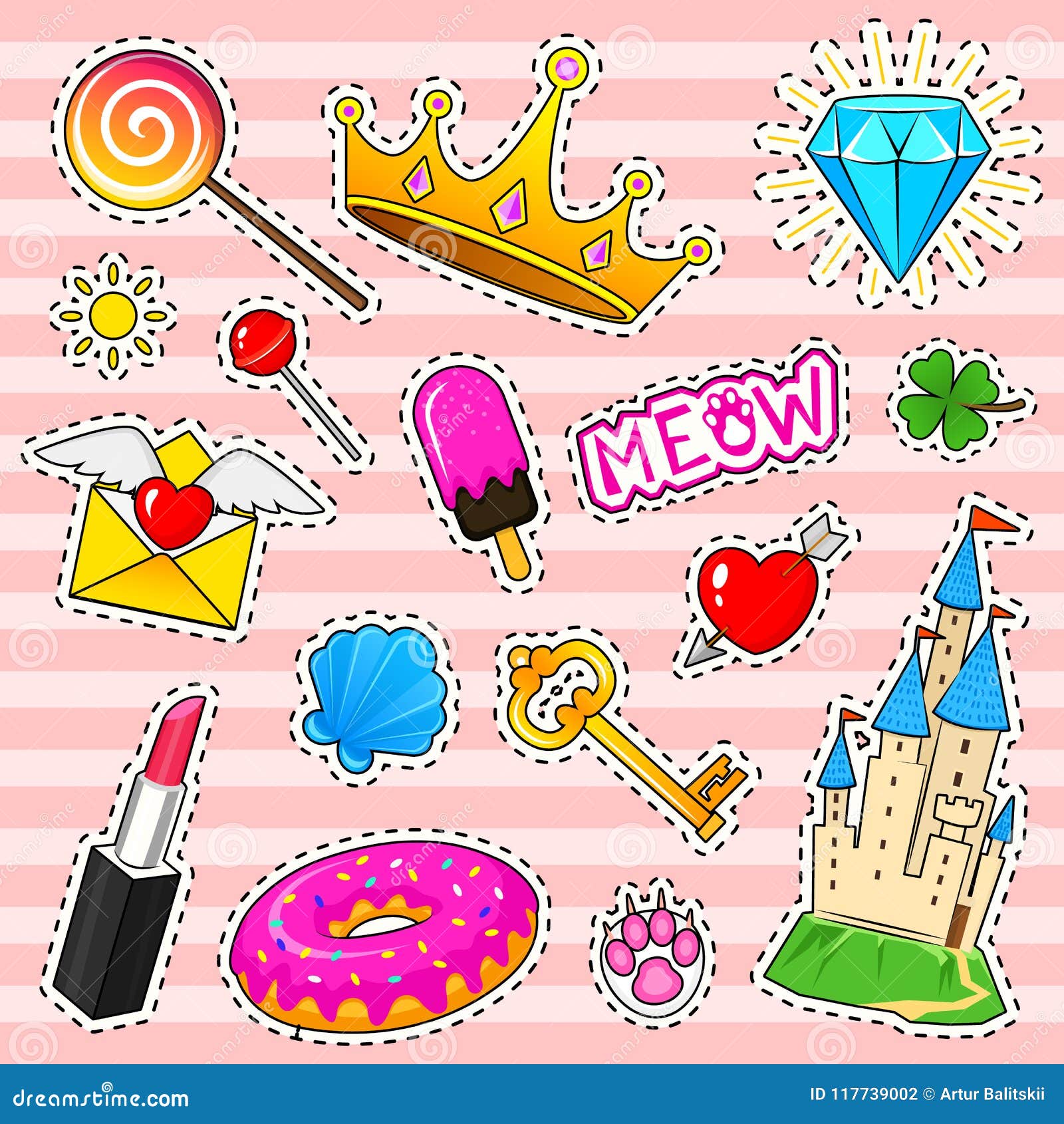 Set Of Girls Fashion Cute Patches Fun Stickers Badges And Pins