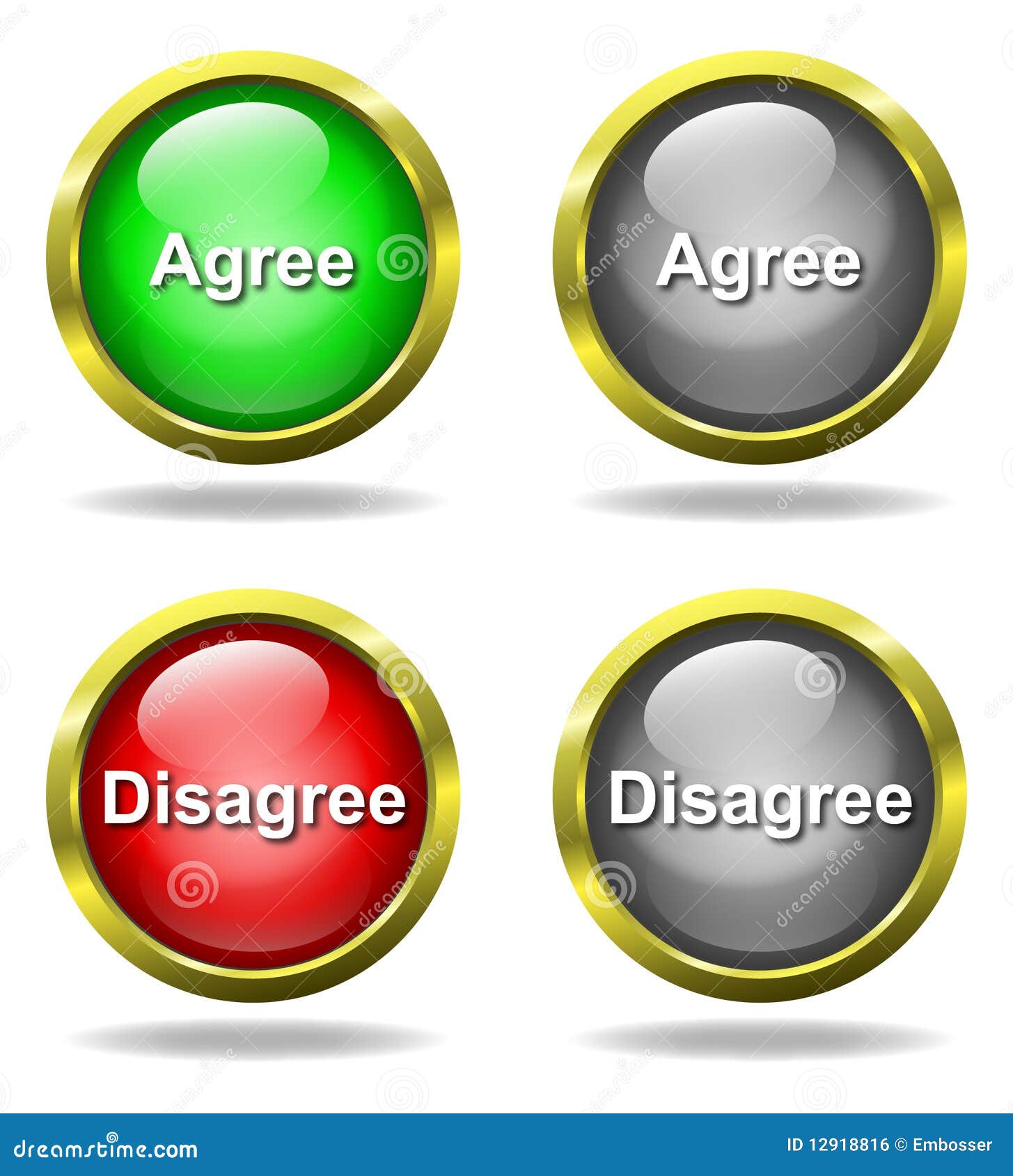 set of glass agree - disagree buttons