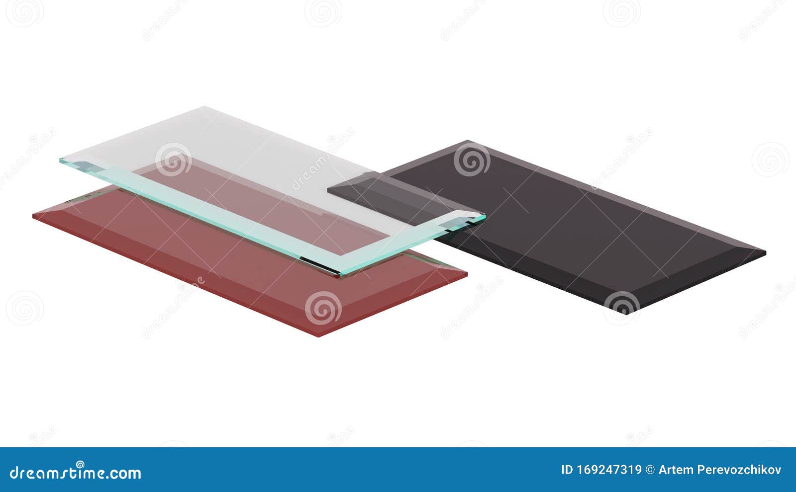 Set of Glass Plates. Types of Glass Processing Stock Illustration