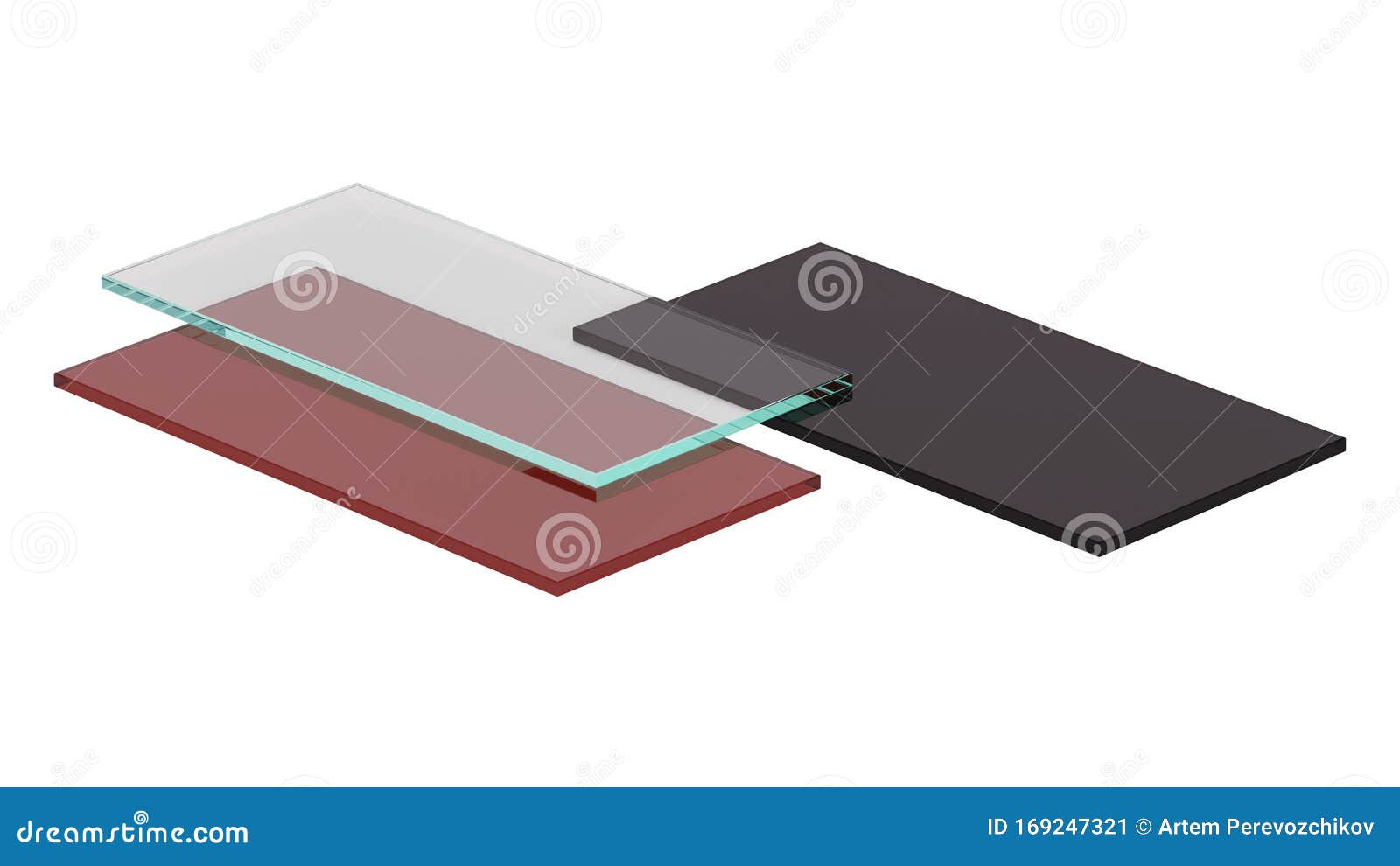 Set of Glass Plates. Types of Glass Processing Stock Illustration