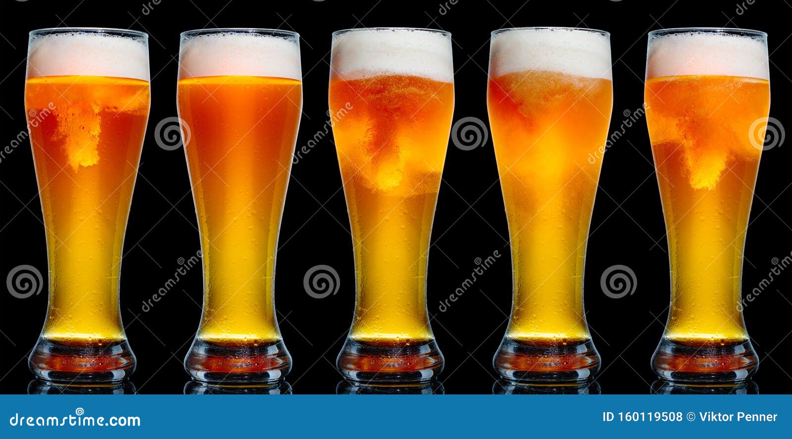 Set of Glasses of Beer stock photo. Image of pint, drop 160119508