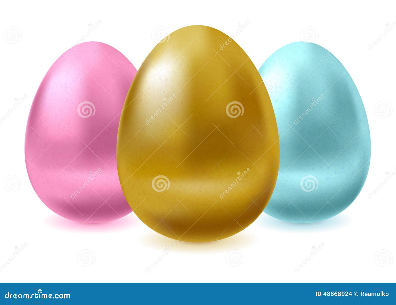 set of glossy metallic easter eggs.